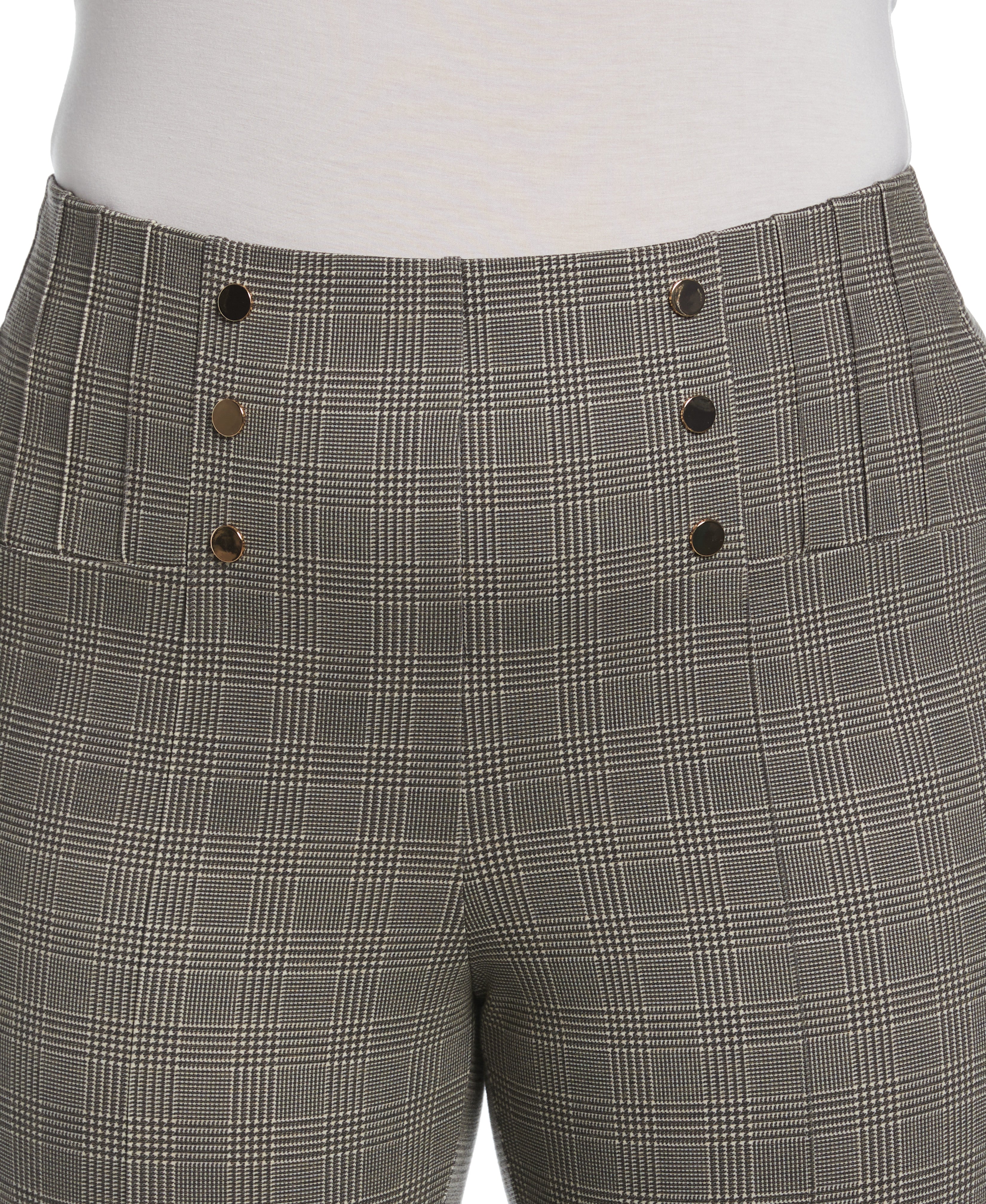 Stylish Button Detail Plaid Bootcut Pants for Women - Trendy Casual & Office Wear - Perfect for Fall & Winter Outfits