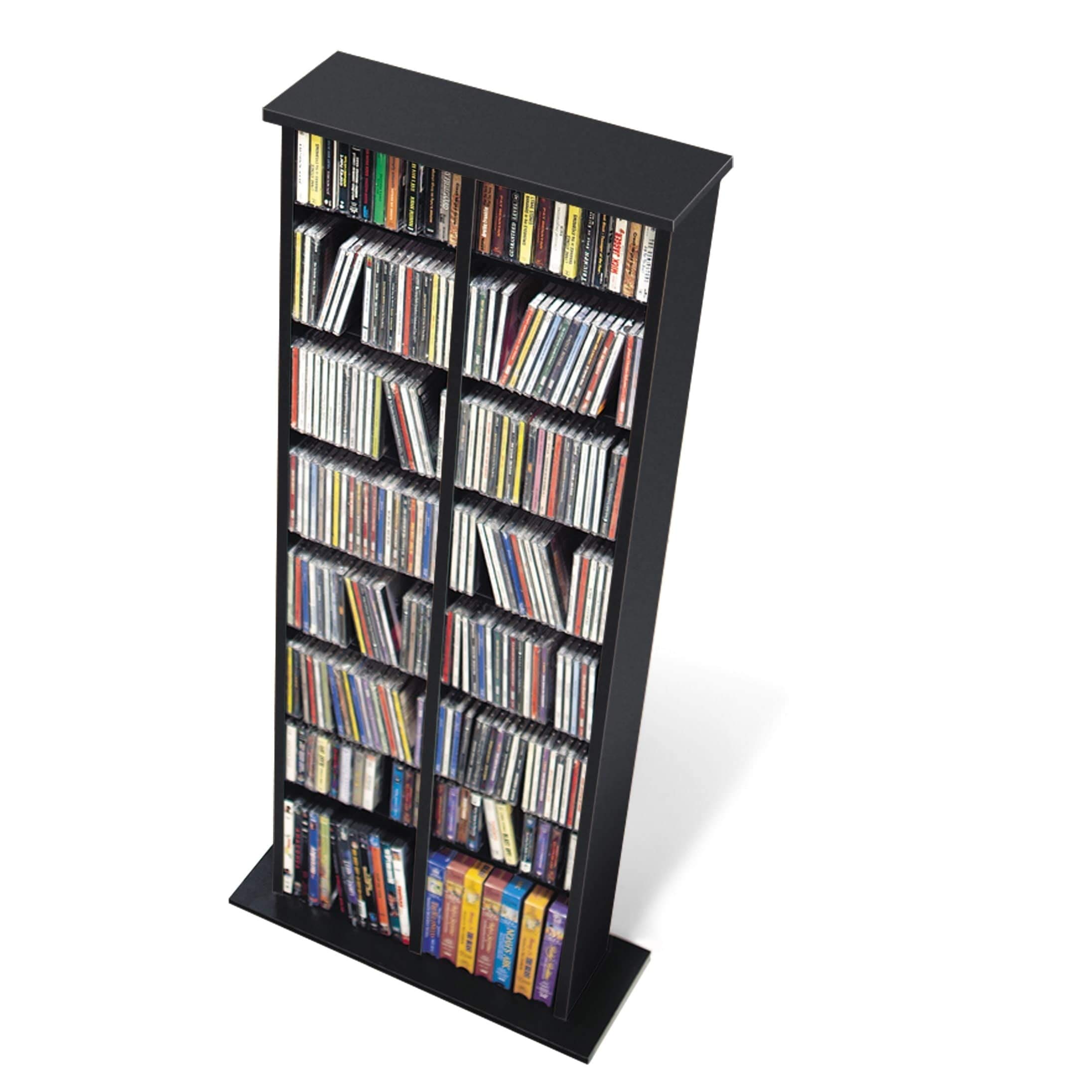 Double Multimedia Storage Tower - Adjustable Wooden Shelving Unit for Books, DVDs & Home Organization | Perfect for Living Room, Office & Bedroom Storage