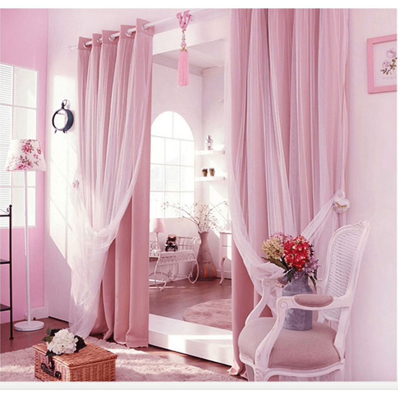 Luxury Veil Curtain - Soft Sheer Window Drapes in Pink, Beige, Blue & White | Elegant Home Decor for Living Room, Bedroom & Wedding Decorations