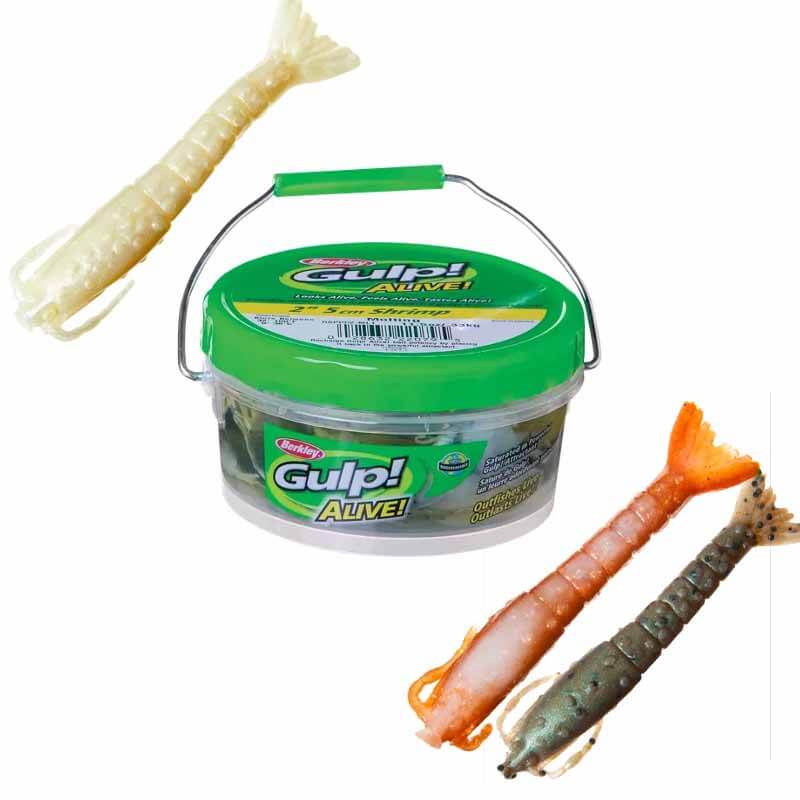 Berkley Gulp Alive 3-Inch Shrimp Soft Bait - 1/2 Pint Jar - Saltwater & Freshwater Fishing Lure for Bass, Trout, and Redfish - Ideal for Kayak, Shore, and Boat Fishing