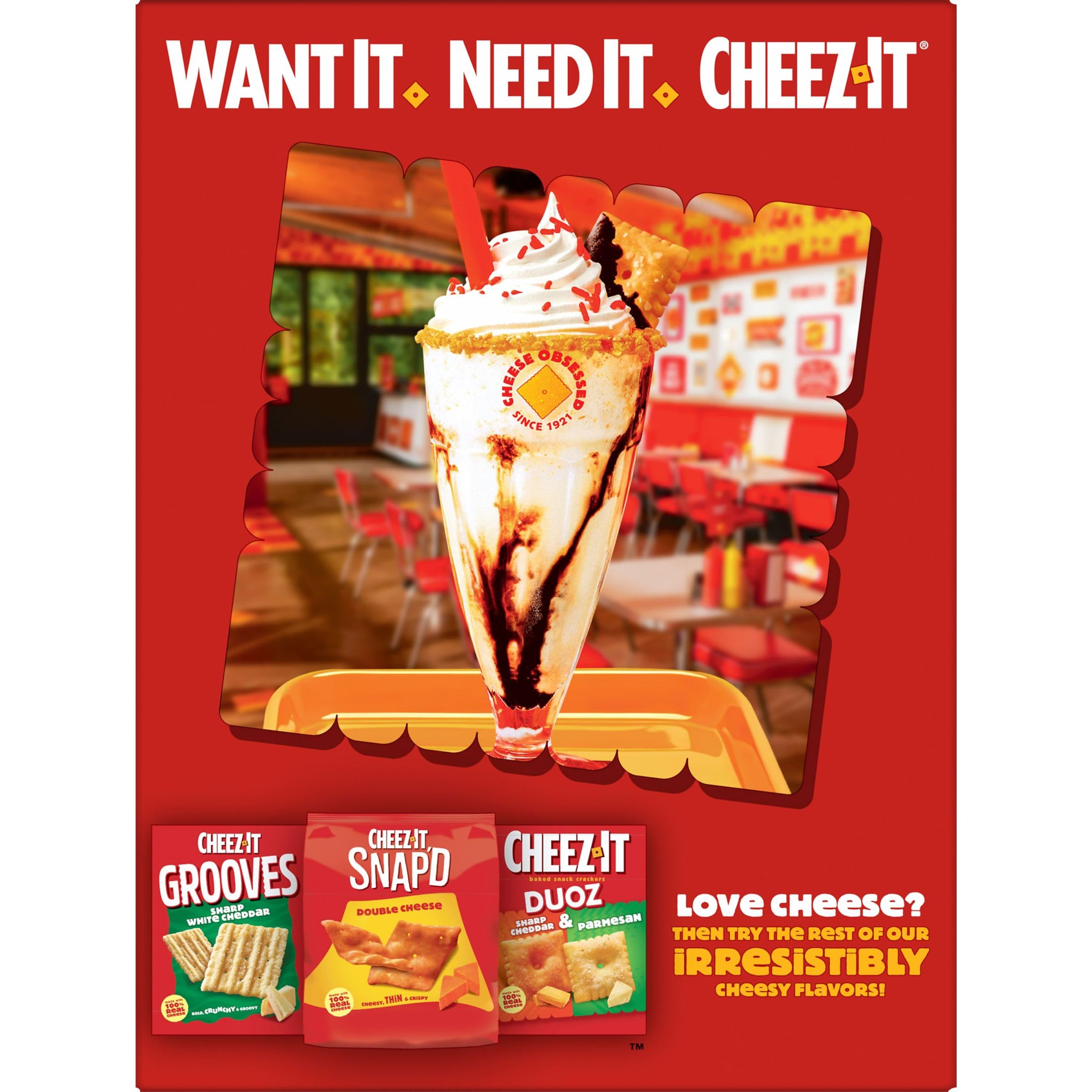 Cheez-It Original Baked Cheese Crackers - Family Size 21oz Box (Pack of 1) | Perfect for School Lunches, Office Snacks & Party Platters
