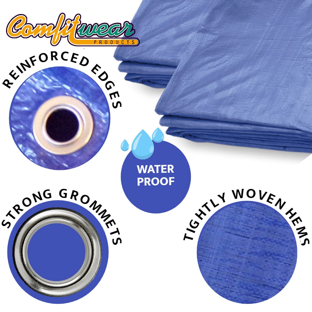 Heavy Duty Waterproof Poly Tarpaulin Cover with Reinforced Grommets - UV Resistant Multi-Purpose Tarp for Pool, Boat, Camping, Canopy & Outdoor Protection - Durable All-Weather Shelter Solution for Home, Garden and Construction Use