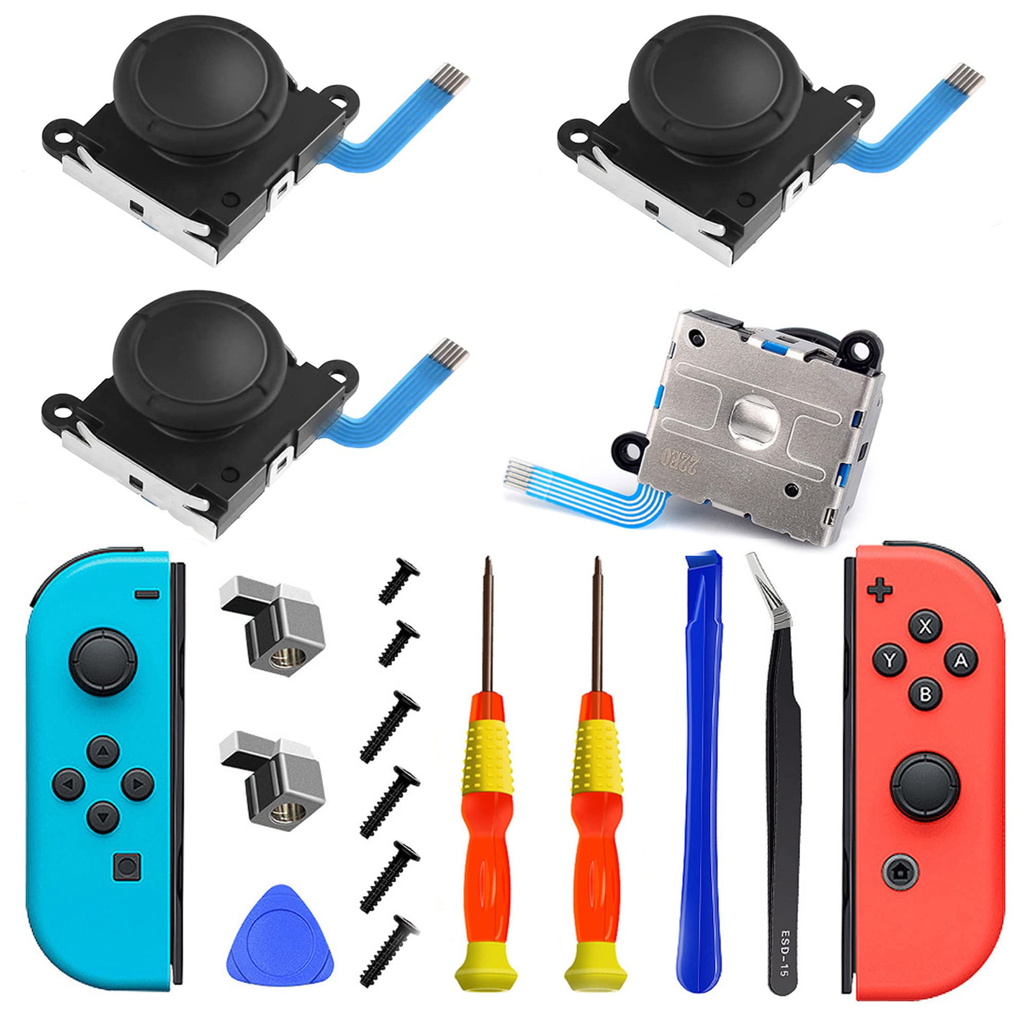 Switch Lite & Nintendo Joy-Con Controller Repair Kit - 4-Pack Replacement Joystick Tools for DIY Fixing | Perfect for Gaming Enthusiasts & Home Repairs