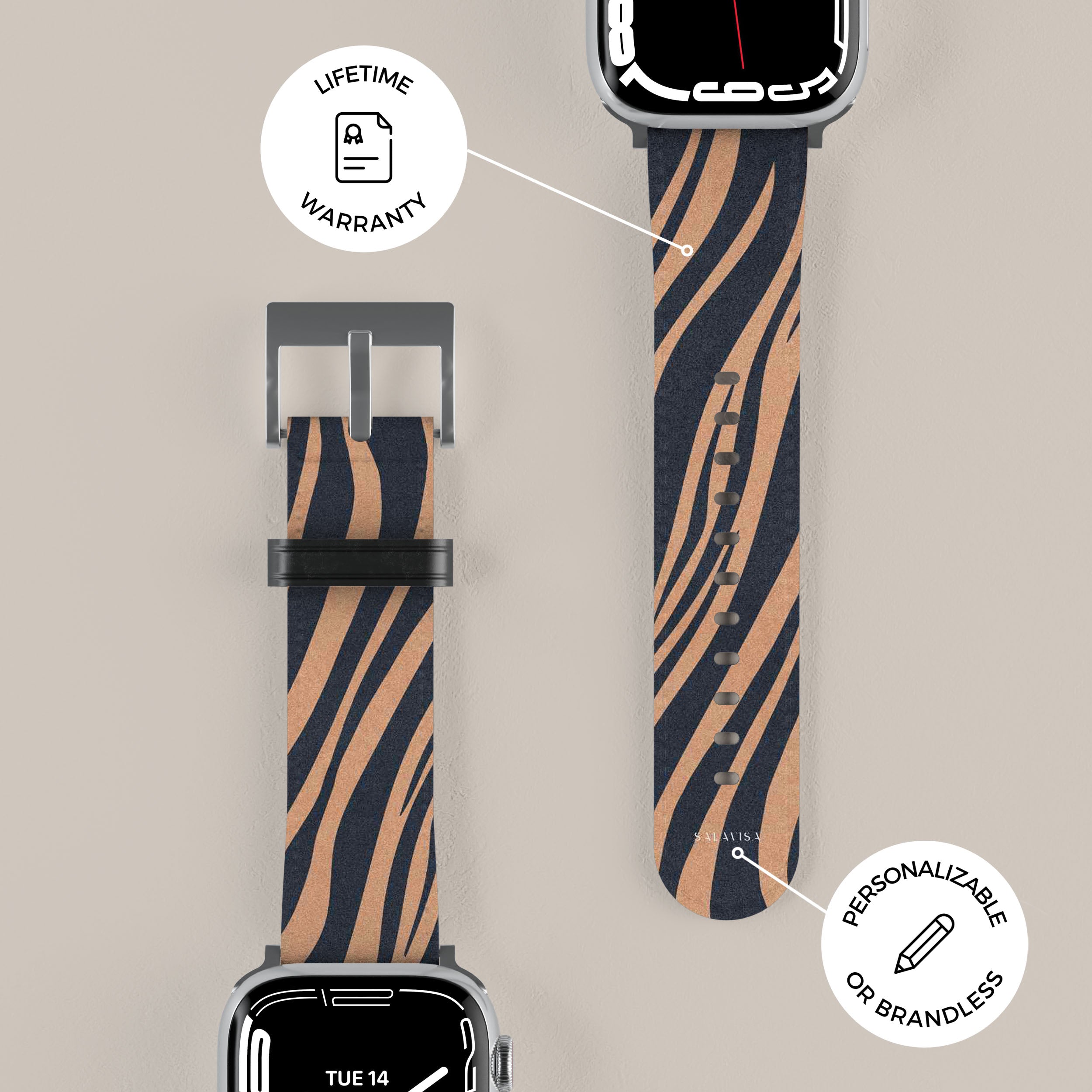 Premium Copper Zebra Pattern Apple Watch Band - Stylish & Durable Replacement Strap for Apple Watch Series 1-9 - Perfect for Workouts, Fashion & Everyday Wear