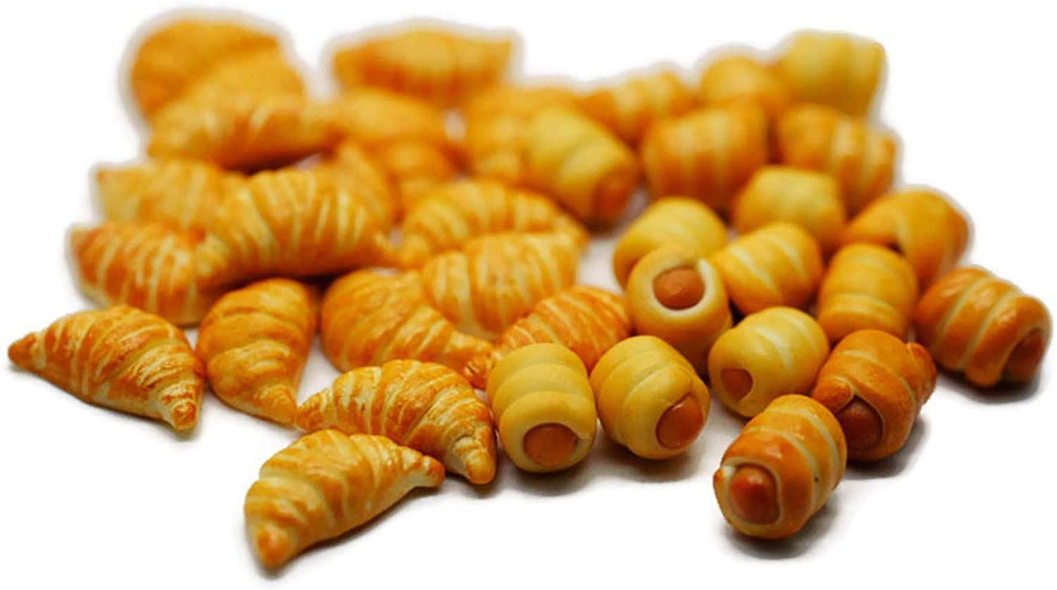 20 Pcs Miniature Sausage Bread Rolls & Croissants - Tiny Dollhouse Food for Kitchen Playset - Perfect for Dollhouse Accessories, Miniature Displays & DIY Craft Scenes