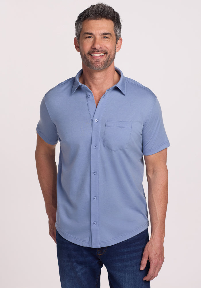 Endi Men's Classic Stonewash Full Button Down Shirt | Casual & Formal Wear | Office, Date Night & Business Meetings