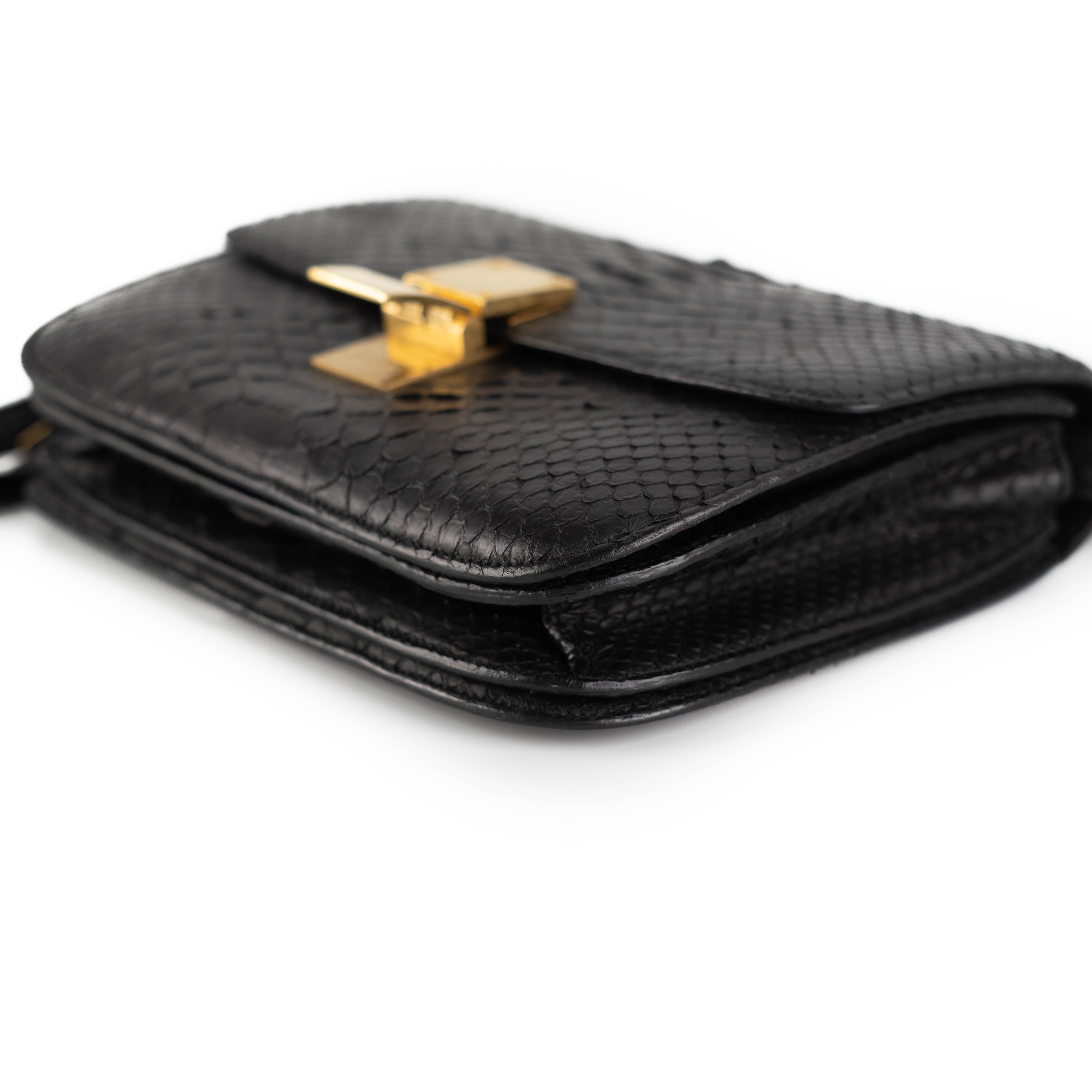 Celine Box Python Leather Bag in Black - Luxury Designer Handbag for Women, Perfect for Work, Evening Events & Everyday Use