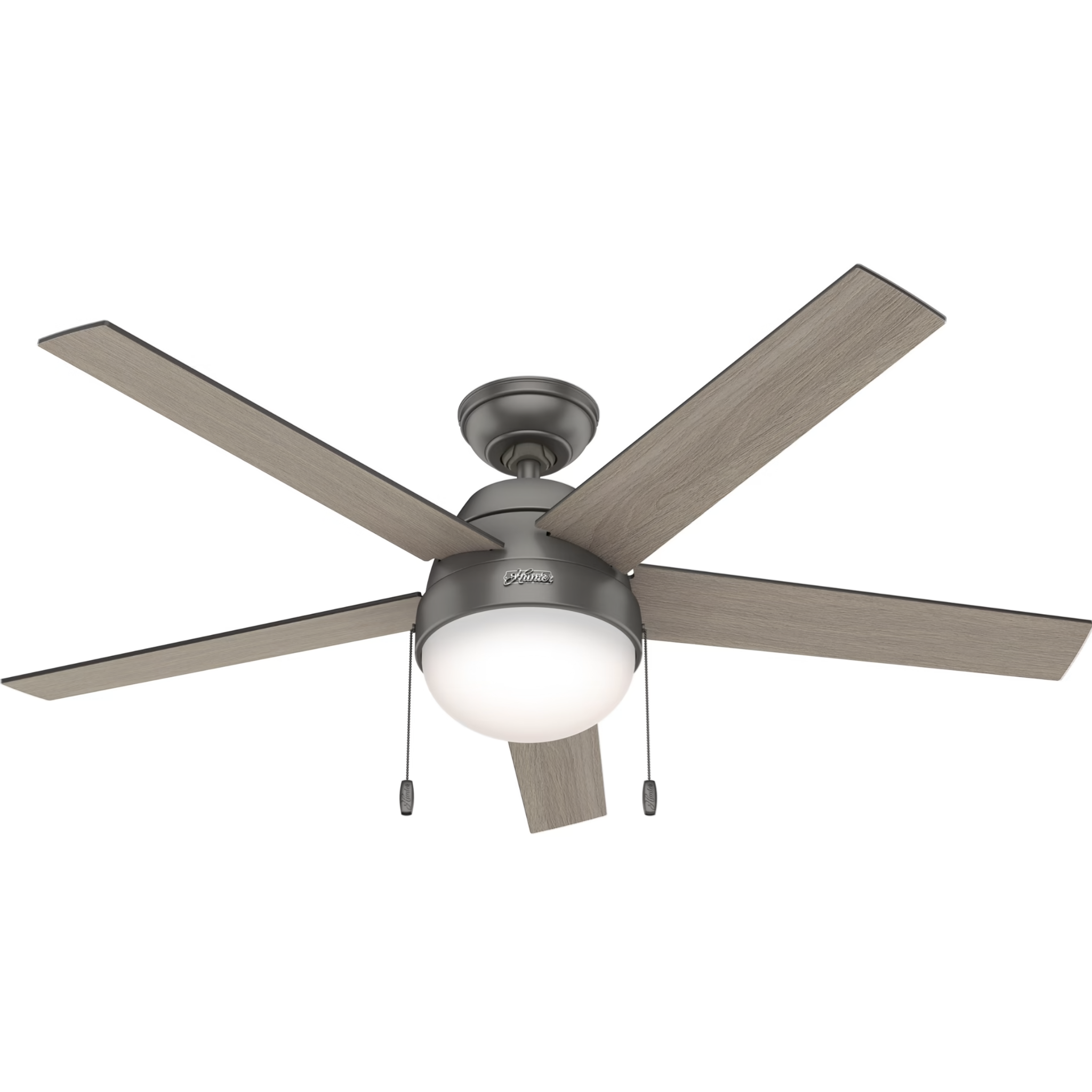 Hunter 52 Inch Anslee Indoor Ceiling Fan with LED Light Kit - Modern Flush Mount Design for Living Room, Bedroom & Office