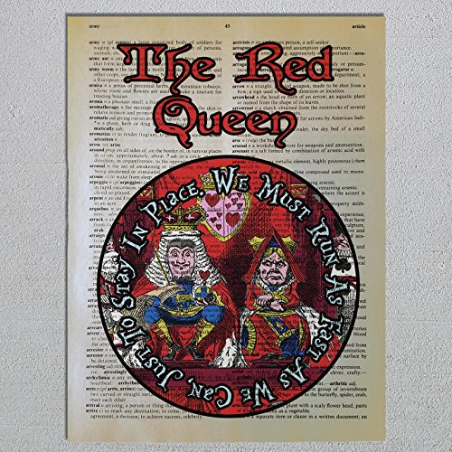 Alice in Wonderland Red Queen Dictionary Page Art Print - Vintage Book Page Wall Decor for Home, Office & Gift Ideas