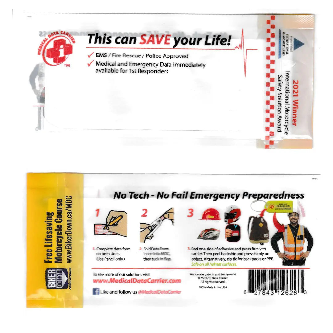 Emergency Medical ID Bracelet for Riders & First Responders - Waterproof Medical Alert Wristband with Personal Health Data - Perfect for Cycling, Motorcycling & Outdoor Adventures