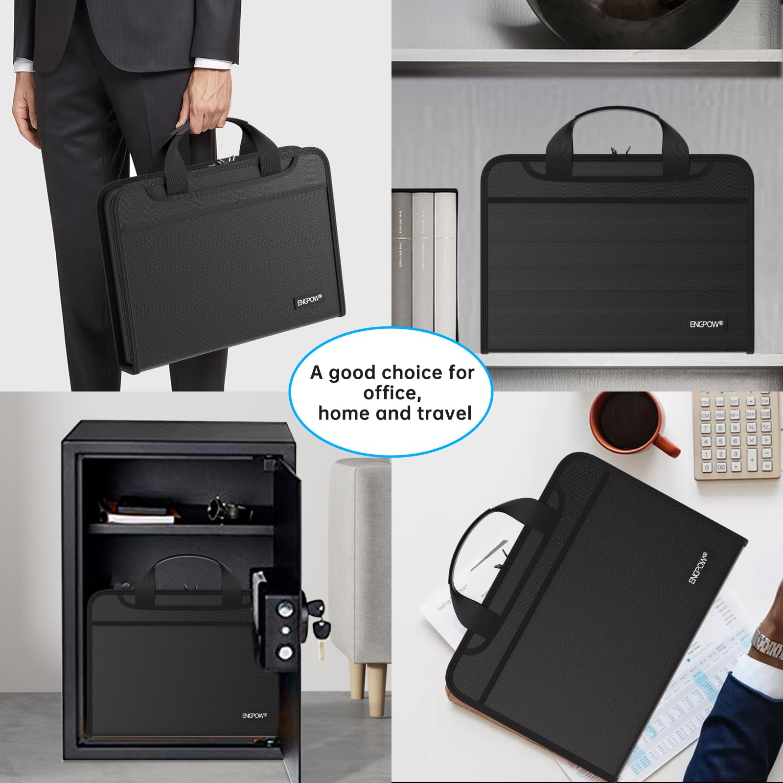 ENGPOW Fireproof Expanding File Folder - 13 Pockets Accordion Organizer with Handle & Labels | Portable Document Storage for Home, Office & Travel | Perfect for A4 Files, Letters & Important Documents