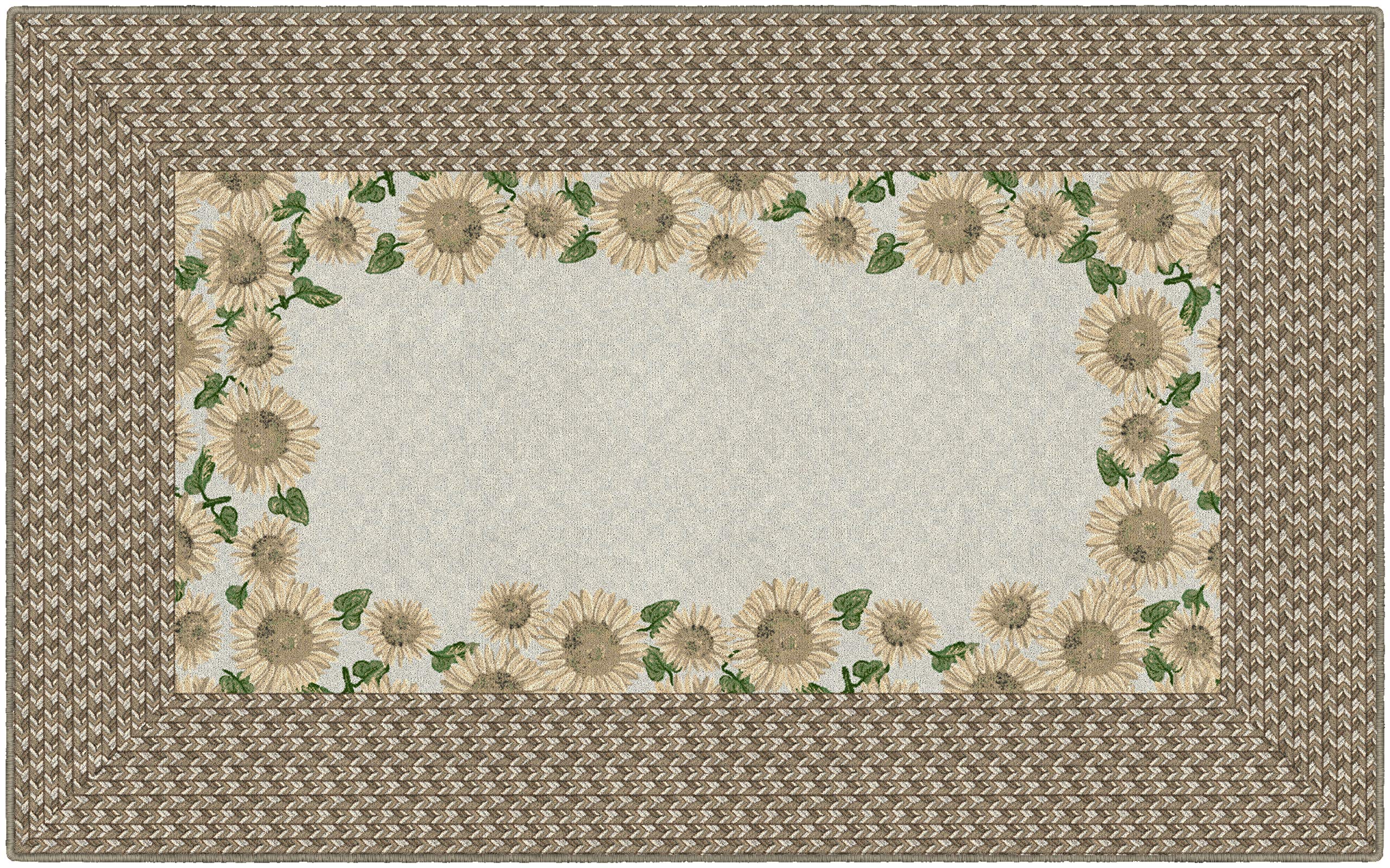 Brumlow MILLS Sunflower Braid Printed Pattern Rustic Floral Area Rug - 7'6