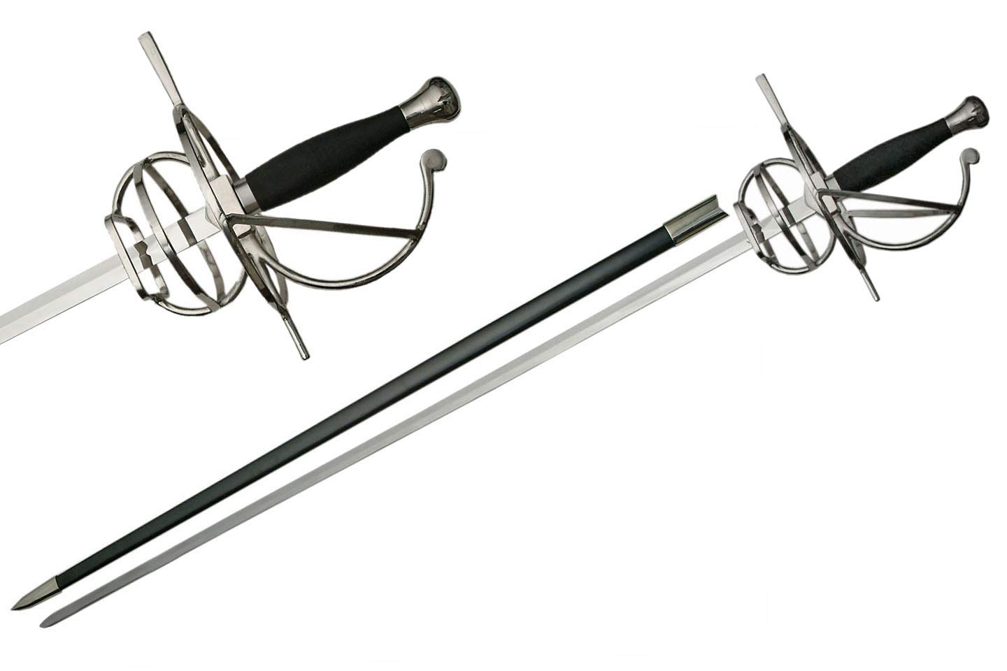 Szco Supplies Medieval Rapier Sword with Leather Scabbard - Authentic Renaissance Costume Accessory for LARP, Cosplay & Historical Reenactment