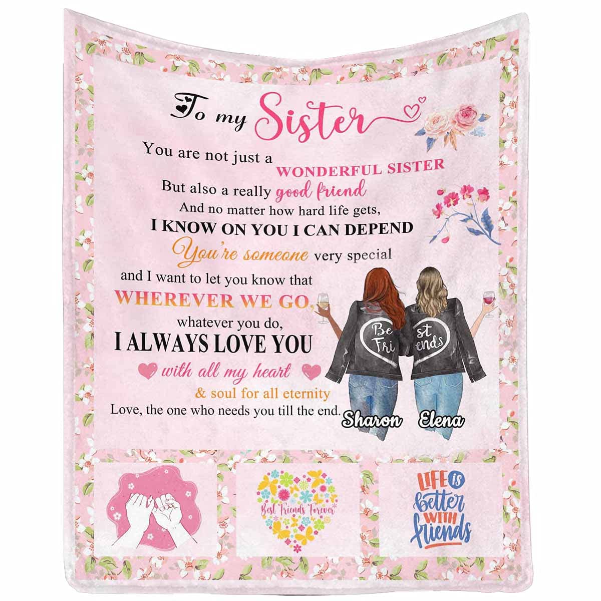 Personalized Sister Blanket - Best Friend Gift for Bed & Sofa