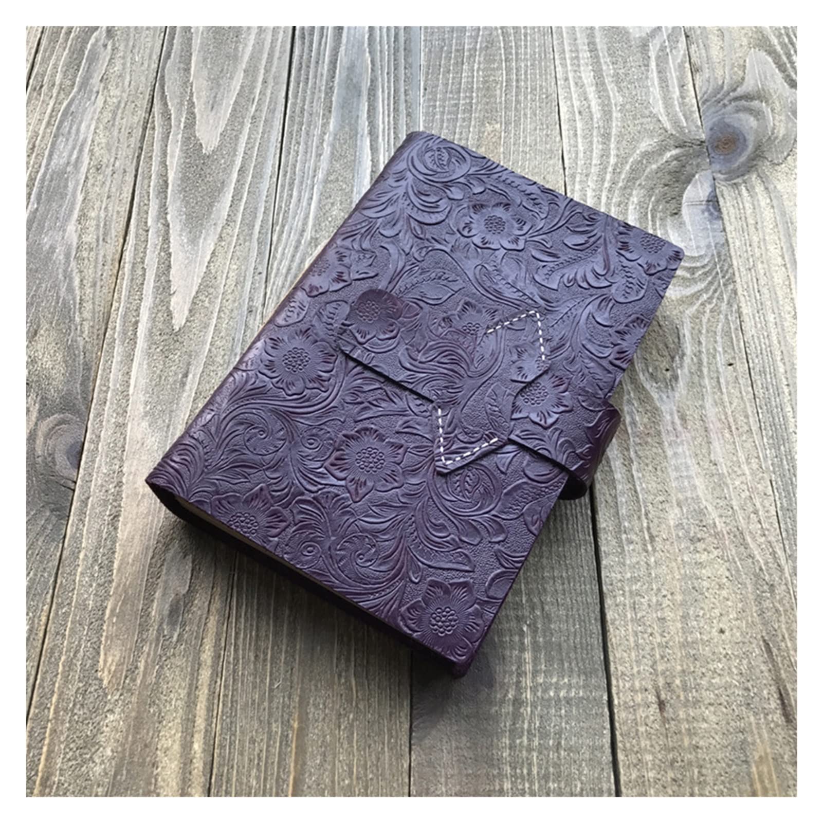 YFQHDD A5 Embossed Flower Notebook - Genuine Leather Handmade Journal, Vintage Travel Diary for School, Office & Student Use, Perfect Gift Idea (Color: E) | Writing, Note Taking, Planner, Sketchbook & Daily Journaling