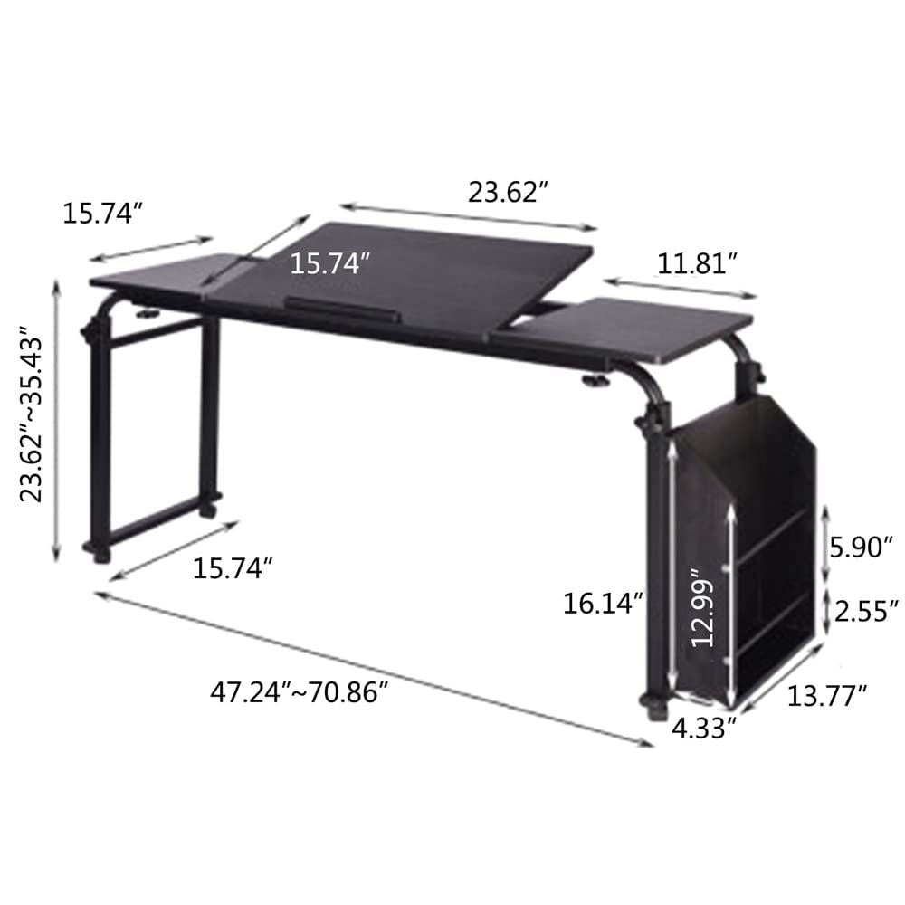 DNYSYSJ Adjustable Laptop Desk - Foldable Bed Tray Table for Home Office, Study & Breakfast in Bed - Portable Computer Desk with Stretchable Design - Perfect for Working, Writing, Eating & Relaxing (Black)