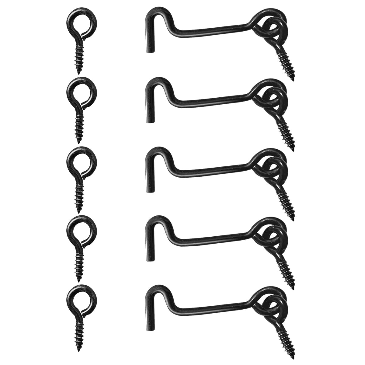 **5PCS 2.5 Inch Carbon Steel Storage Hooks - Rust-Resistant Door & Window Hooks for Shed, Closet, Gate, Cabinet - Ideal for Home, Garage & Outdoor Organization**