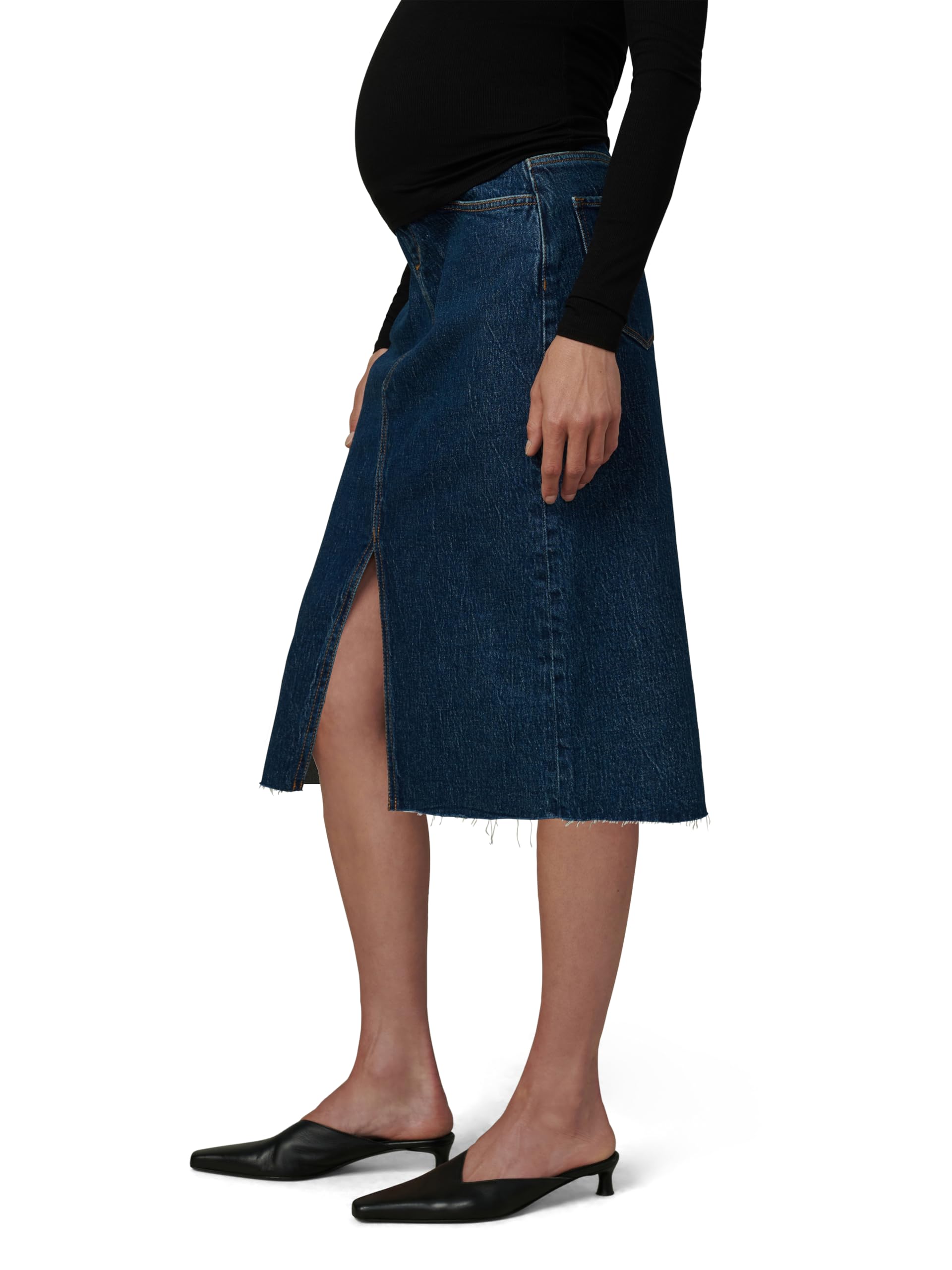Joe's Women's The Joplin Maternity Denim Knee Length Skirt - Comfortable Stretch Denim Skirt for Pregnant Women, Perfect for Casual Wear, Office & Maternity Photos