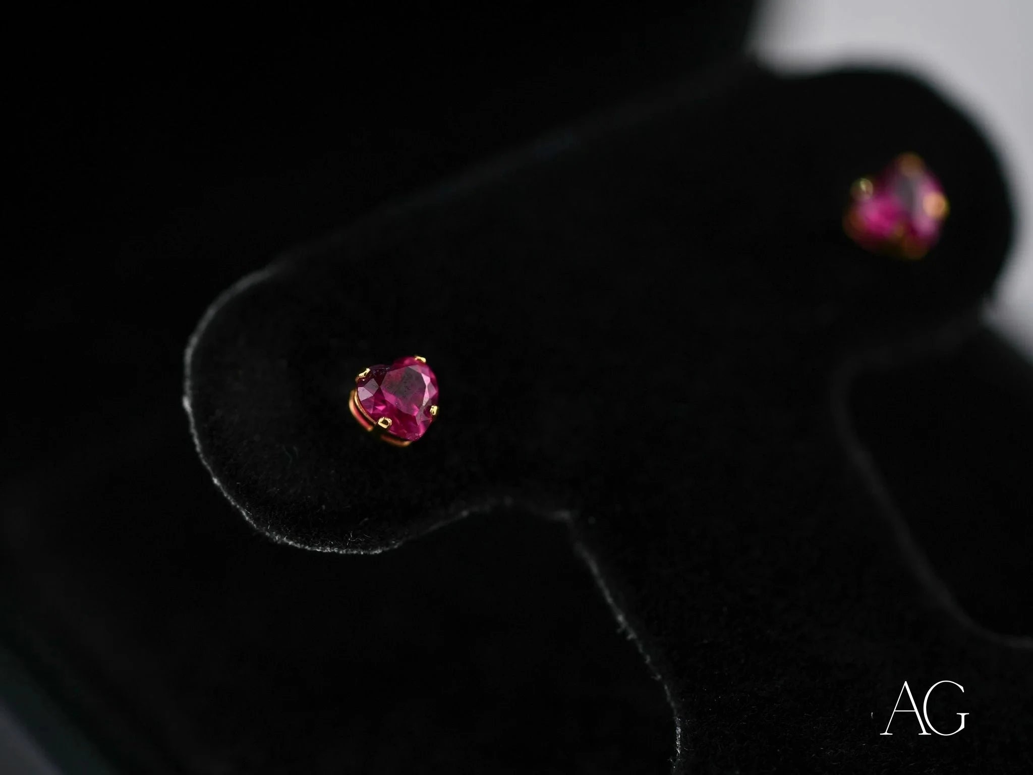 18K Gold CZ Heart Earrings for Women - Sparkling Ruby Red Cubic Zirconia Stud Earrings - Perfect for Valentine's Day, Anniversary Gifts & Romantic Date Nights