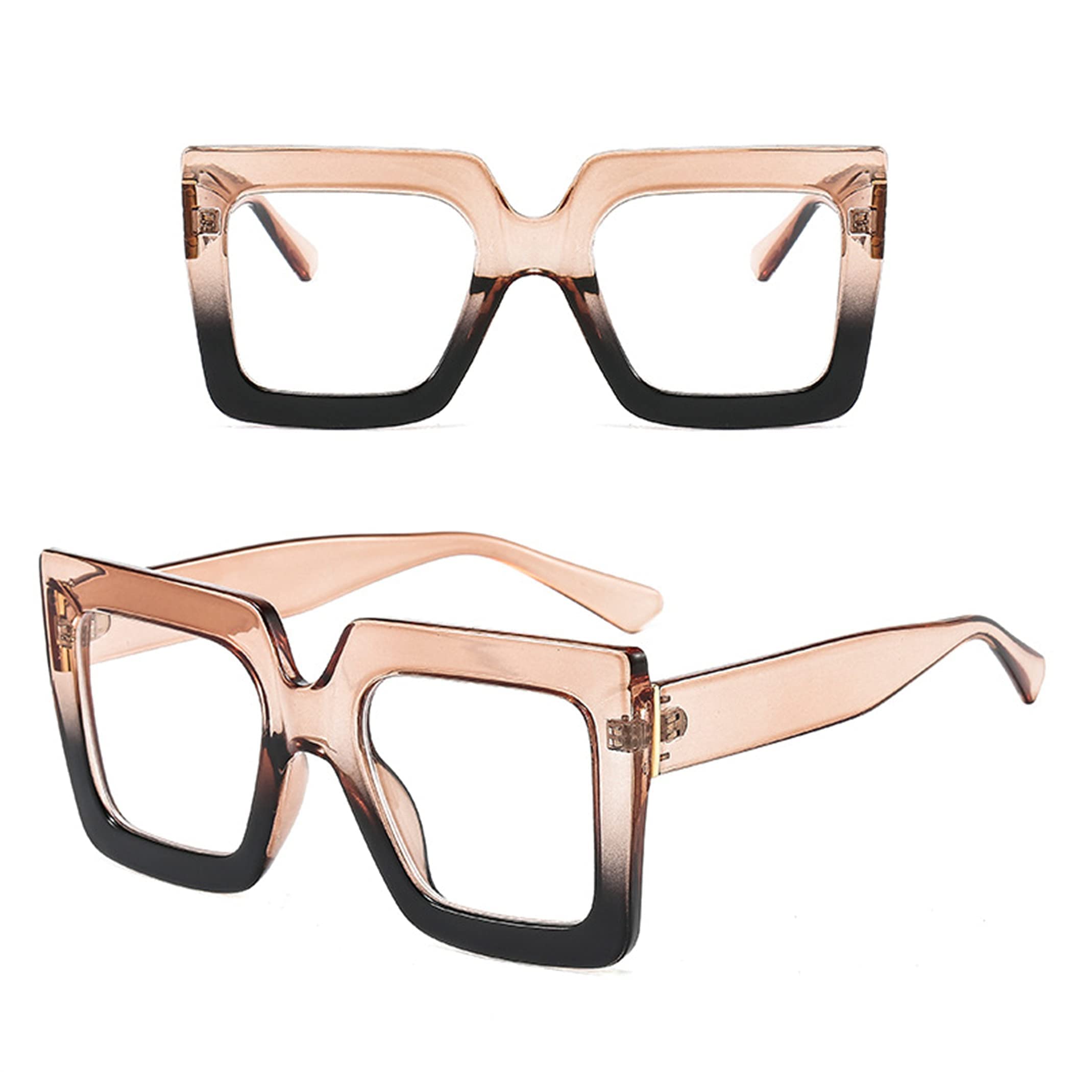 Bullabulling Oversized Square Blue Light Blocking Glasses - Anti-Eye Strain Reading Glasses for Women & Men, Fashionable Gradient Cat Eye Frames for Work, Gaming & Screen Time