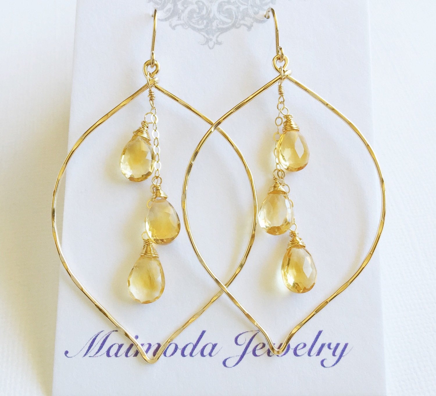 Yuri Citrine Earrings (E543) - Elegant Gemstone Jewelry for Women, Perfect for Parties, Weddings & Special Occasions