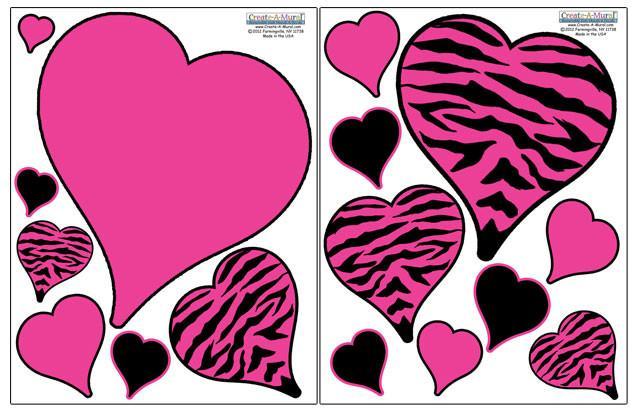 Zebra Hearts Wall Decals - Self-Adhesive Animal Print Heart Stickers for Nursery, Kids Room & Home Decor - Perfect for Bedroom, Living Room & Party Decorations