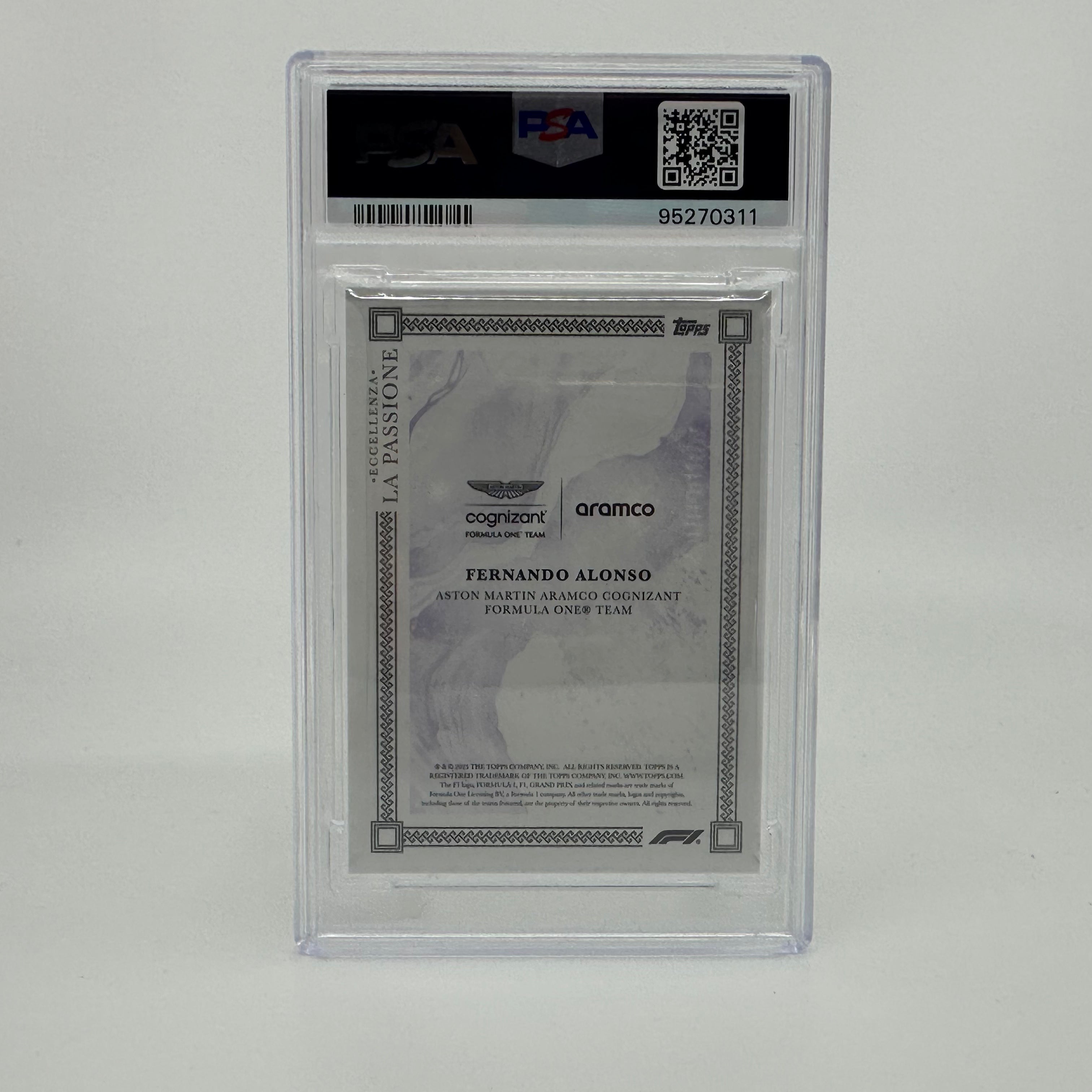 PSA 10 2023 Eccellenza La Passione Fernando Alonso Purple 20/25 - Rare Trading Card for Collectors & Sports Memorabilia Enthusiasts