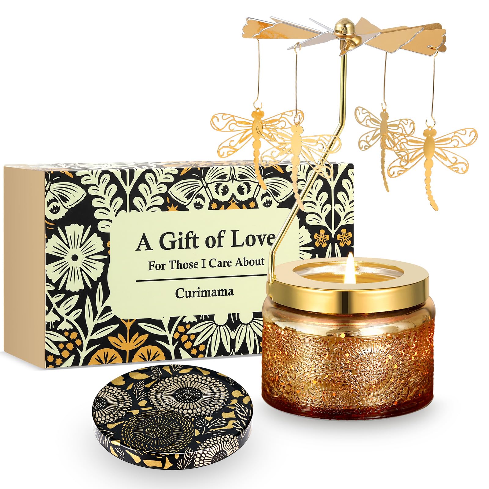 Dragonfly Gifts for Women - Unique Rotating Scented Candles with Gift Box | Funny Birthday Presents for Sister, Anniversary & Easter Gift Ideas for Mom | Home Decor, Relaxation & Special Occasion Gifts