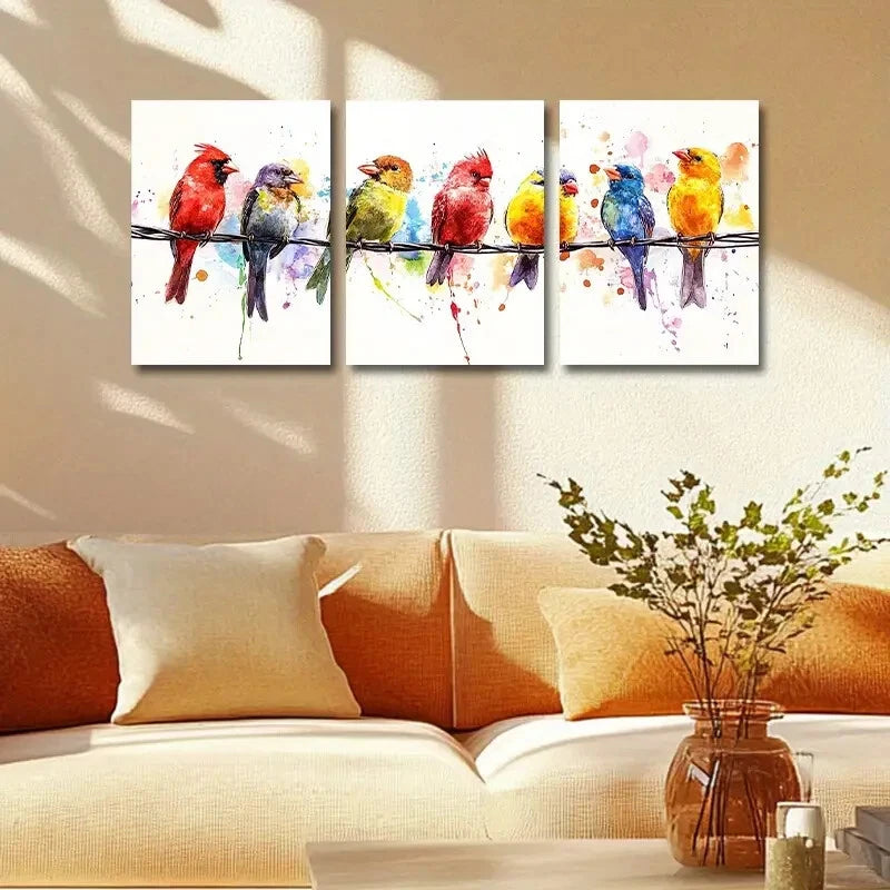 3-Piece Set of Birds Metal Wall Art - Ready to Hang Home Decor for Living Room, Bedroom & Office - Modern Nature-Inspired Prints for Indoor Spaces
