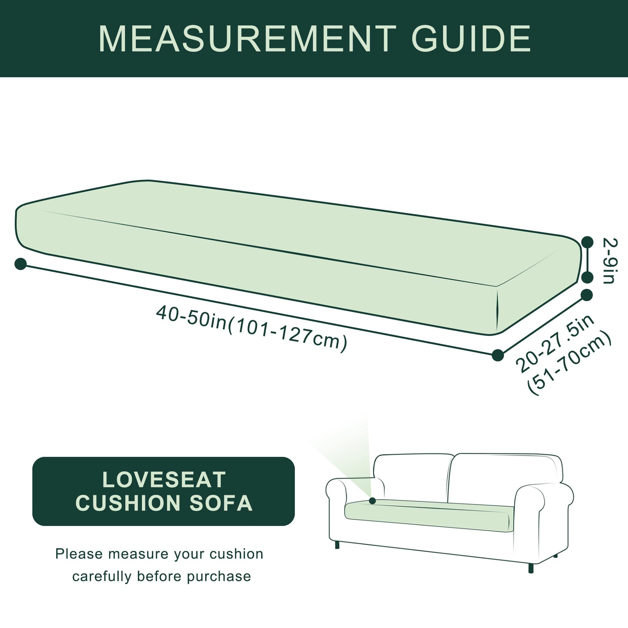 CHUN YI Stretch Loveseat Couch Cushion Cover - Spandex Jacquard Fabric Slipcover for 2-Seater Settee & Sofa (Medium, Teal) | Perfect for Living Room, Bedroom & Home Decor