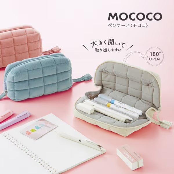 Mococo Cute Plush Pillow Pen Case - Soft & Durable Stationery Organizer for School, Office & Travel - Compatible with KOKUYO Pens