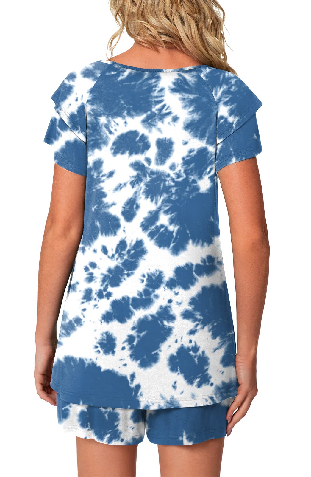 Aodemo Women's Summer Pajama Sets - Soft Short Sleeve Sleepwear with Pockets & Keyhole Design for Lounge, Nightwear & Comfortable Sleep | Perfect for Vacation, Relaxing at Home & Gift Giving