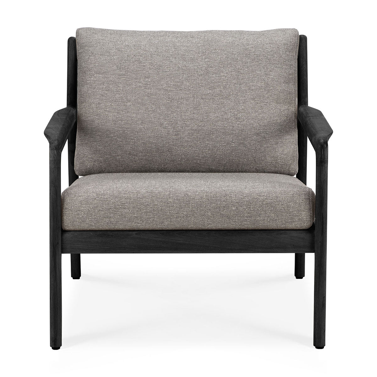 Outdoor Fabric Lounge Chair - Teak Black & Mocha - 76cm Patio Furniture for Garden, Poolside, Deck or Balcony Relaxation