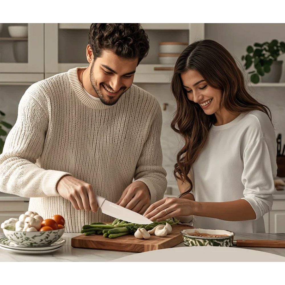 Astercook ASKN 03 7-Piece Stainless Steel Kitchen Knife Set with Anti-Rust Coating - Cream White | Perfect for Home Cooking, Professional Chefs & Gift Giving