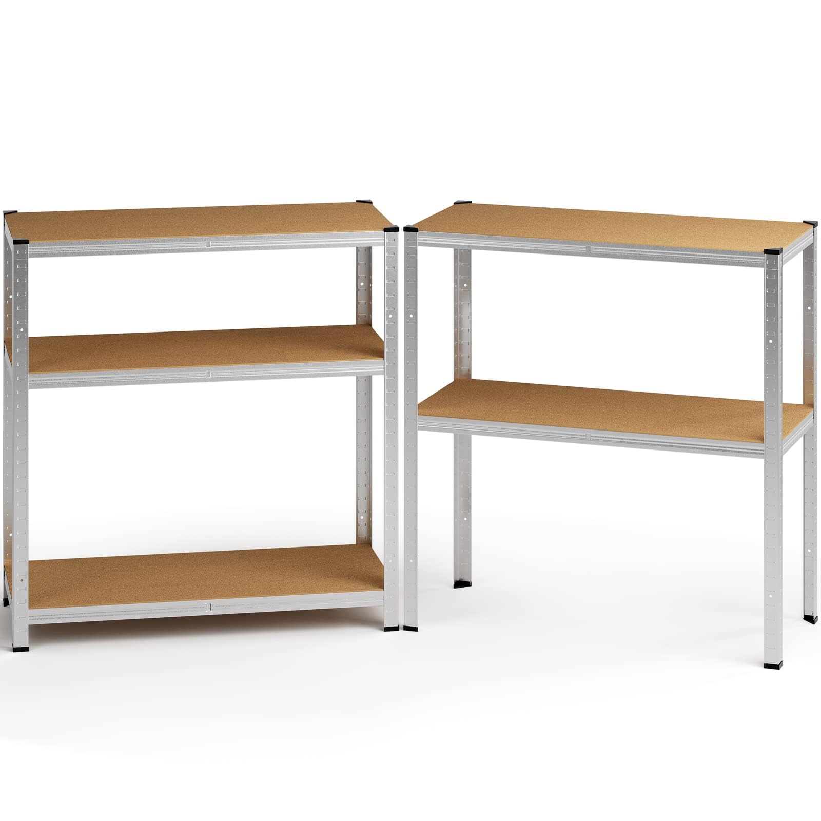 Monzana® 2-Pack Heavy Duty 5-Tier Garage Shelving Units - 180x90x60cm, 875kg Capacity - Boltless MDF Panel Storage Racks for Basement, Workshop & Garage Organization - Galvanized Steel Shelves for Home & Commercial Use