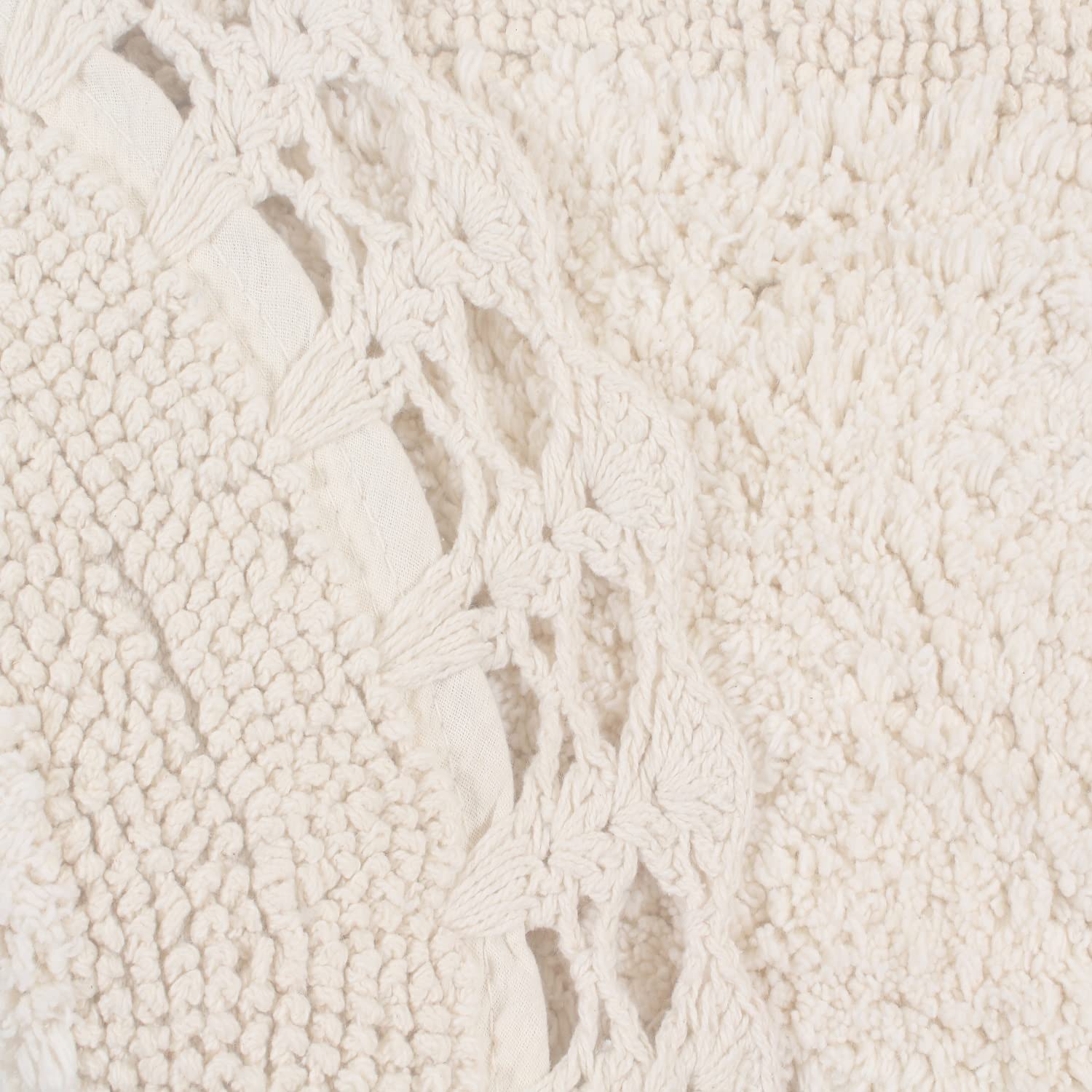 Home Weavers Hampton Crochet Reversible Bathmat - 100% Cotton Washable Bathroom Rug Set | Ultra Soft & Absorbent Non-Slip Bath Mat | 20
