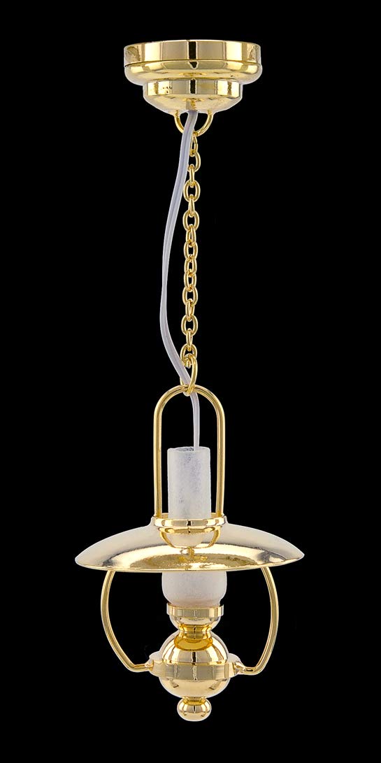 Miniature LED Battery Operated Hanging Silver Ceiling Oil Lamp with On/Off Switch - 1:12 Scale Dollhouse Lighting for Adult Collectors - Perfect for Victorian Dollhouse Decor, Miniature Room Displays, and Themed Collections
