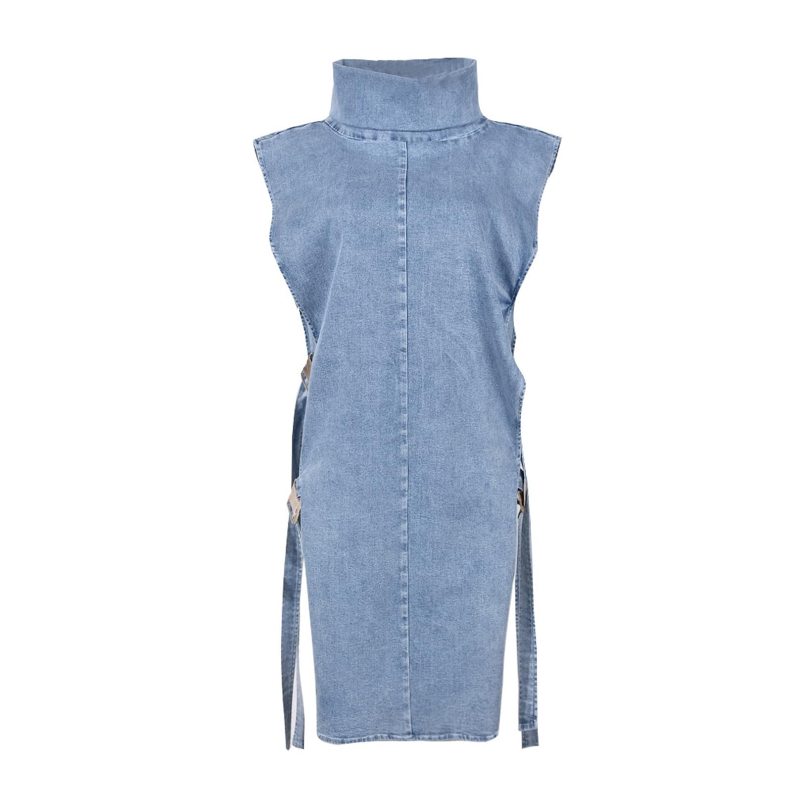 Distressed Boyfriend Denim Dress for Women - Sleeveless Casual Jean Dress | Cute Cowgirl Summer Outfit for Music Festivals, Beach Days & Western Style