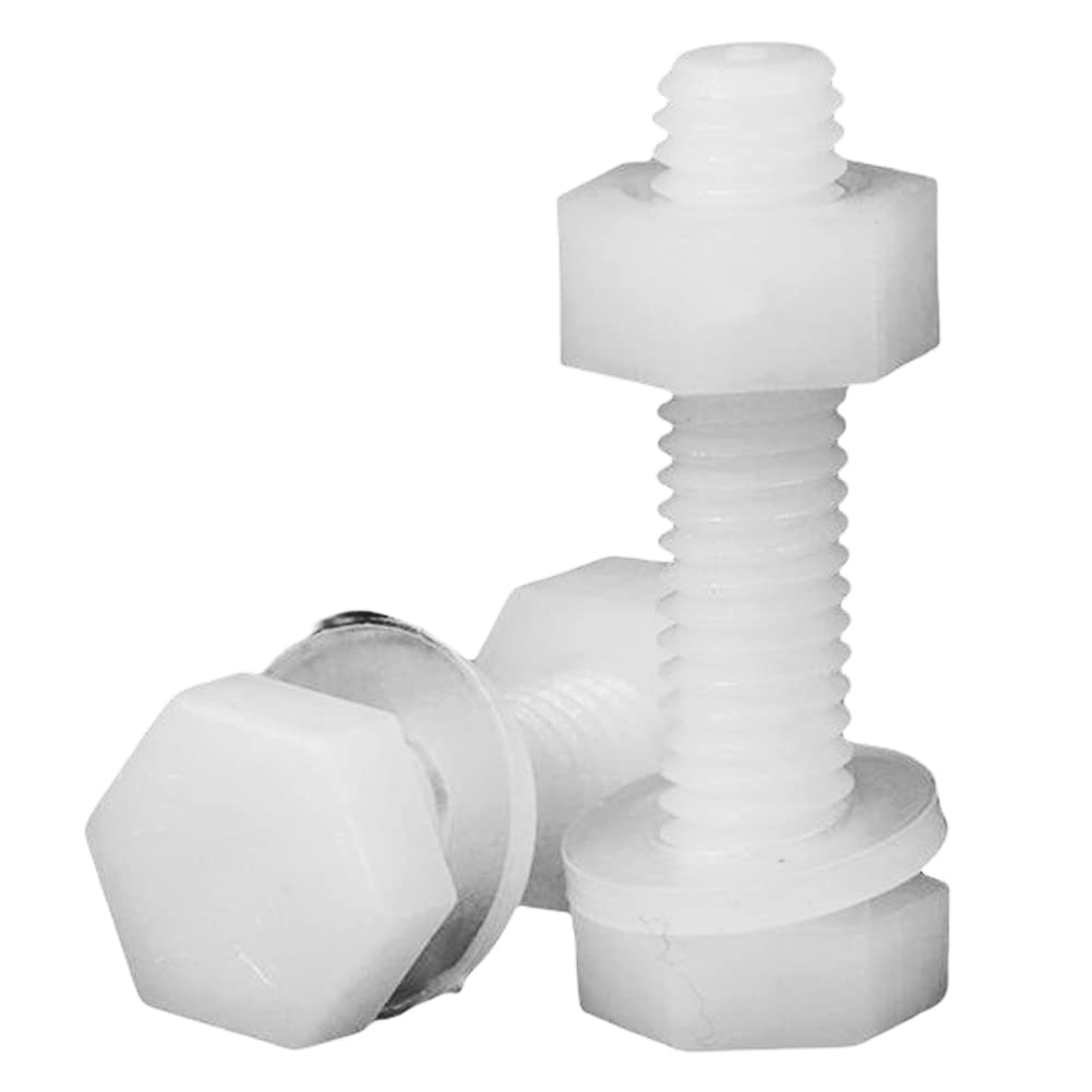 Nylon External Hex Nut Flat Washer Kit, 10 Pieces M10 x 50mm - Perfect for DIY, Drones, Telescopes, Mechanical & Electronic Fasteners - Ideal for Home Repairs, RC Models, and Engineering Projects