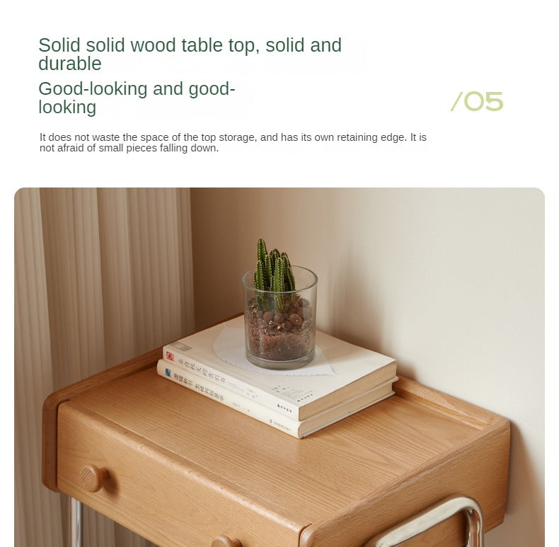 Premium Oak Solid Wooden Edge Cabinet with Adorable Robot Design - Perfect for Kids' Room, Playroom, and Unique Home Decor