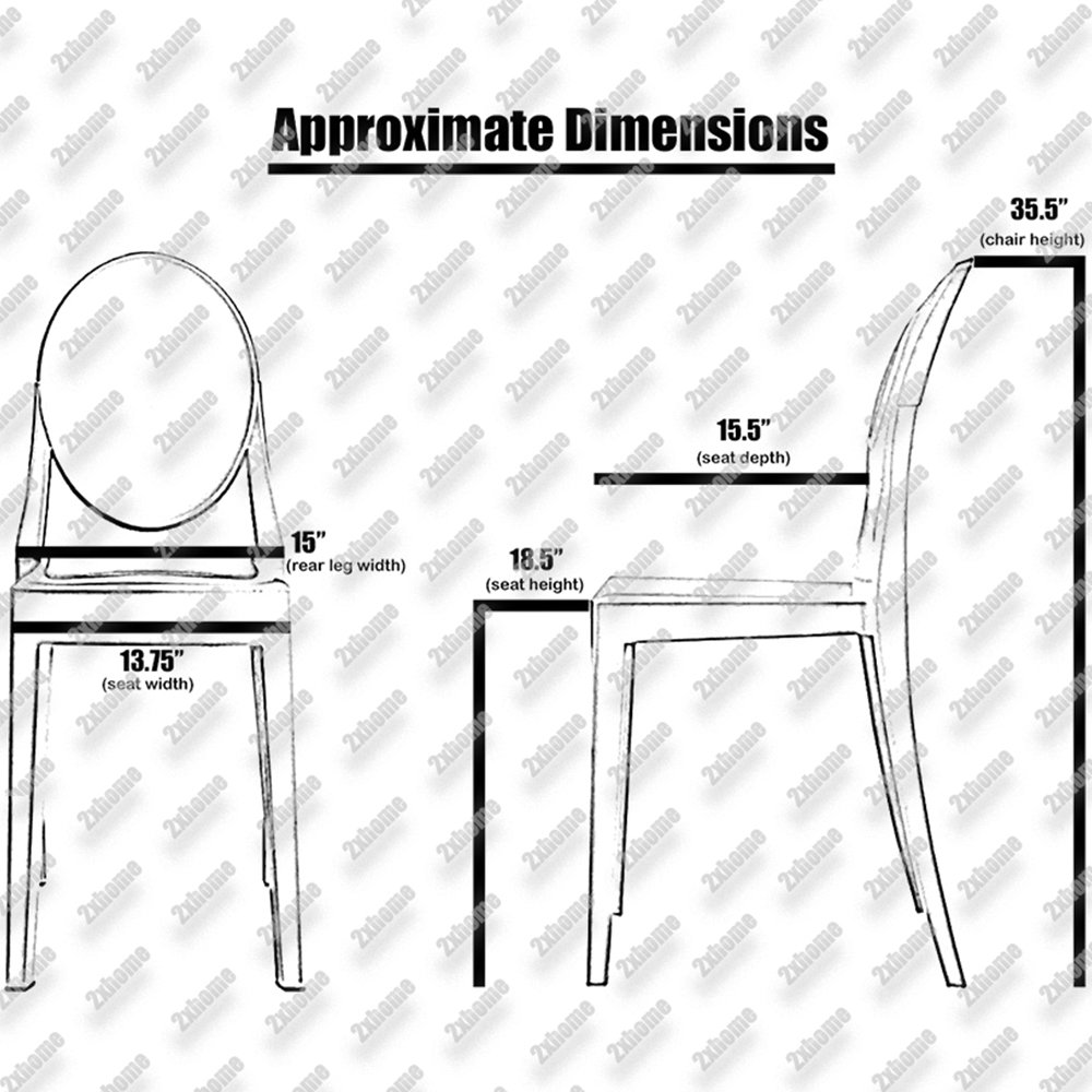 2xhome Set of 4 Louis Style Ghost Armchairs - Modern Mid Century Designer Dining Room Chairs with Lounge Arms - White Accent Seats for Living Room, Dining Area & Office Decor