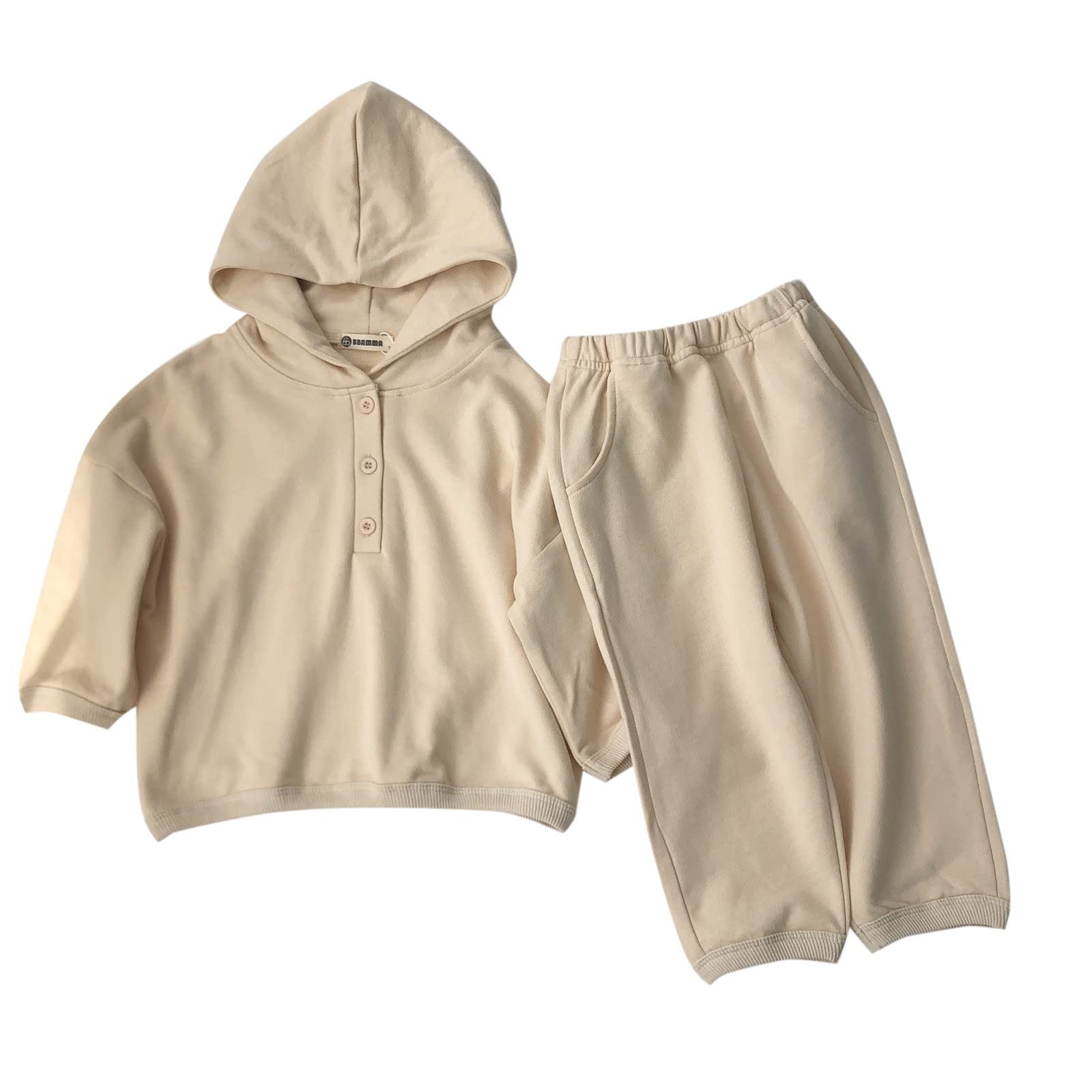 Kids Boys & Girls Solid Color Hoodie and Pants Set - Long Sleeve Sweatshirt Outfit for Spring Winter | Playdate, School, Casual Wear