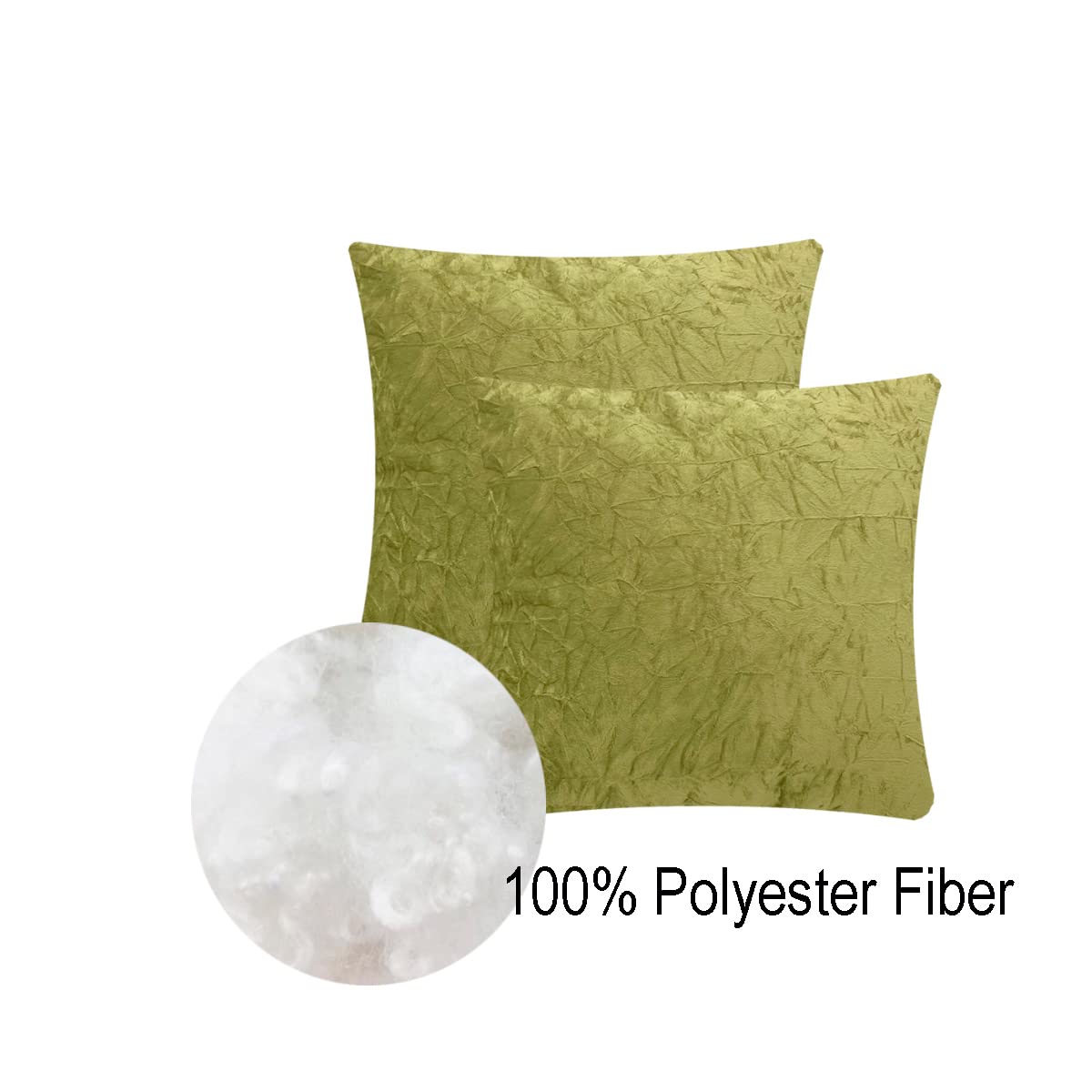 Microtex Innovation - Set of 2 Green Crush Velvet Throw Pillows 18x18 Inch with Stuffing, Soft Square Decorative Couch Pillows, 100% Polyester Fiber Filling, Made in USA - Perfect for Sofa, Bed, Living Room Decor