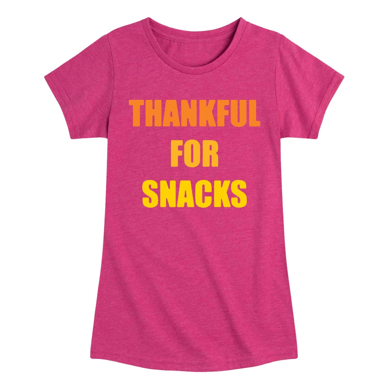 Girls Short Sleeve T-Shirt with 'Thankful for Snacks' Print - Cute Casual Graphic Tee for School, Hangouts & Everyday Wear