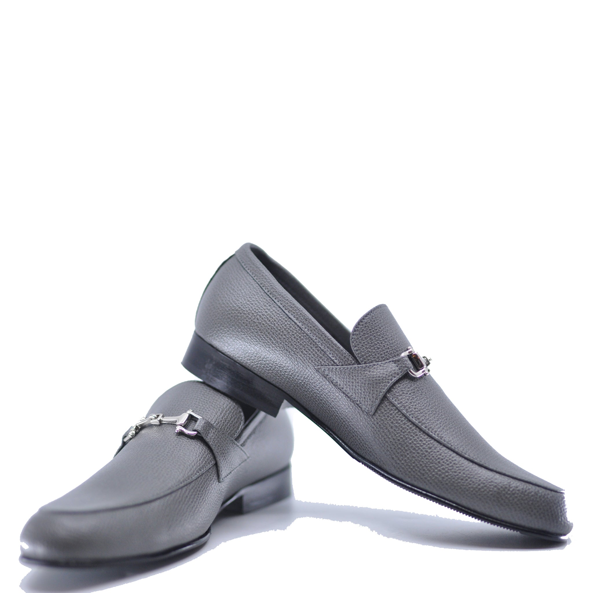 Men's Atlanta Moccasin Gray Slip-On Buckle Dress Shoes - Comfortable Formal Loafers for Office, Wedding & Business Occasions