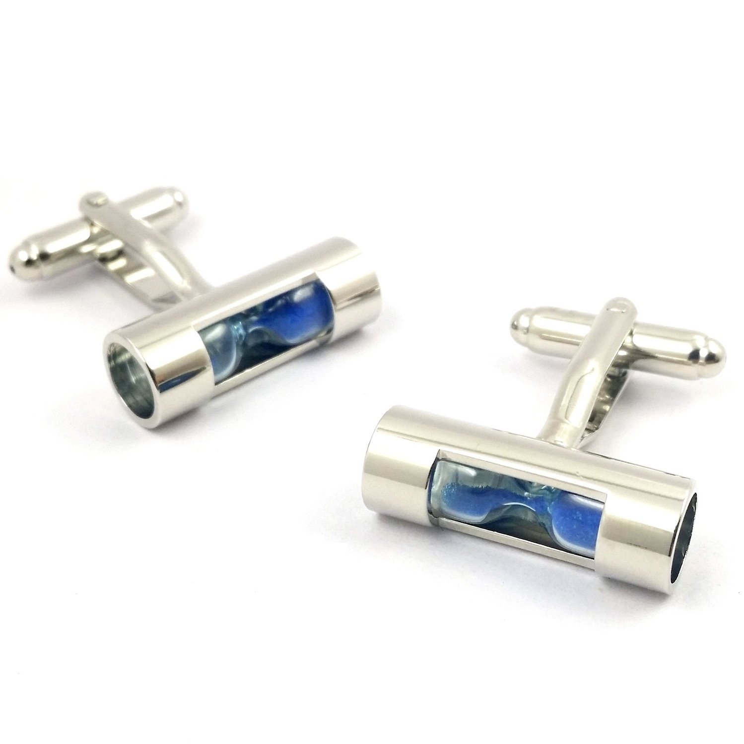 Premium Real Hourglass Cufflinks for Men - Elegant 3 Color Options with Gift Box - Perfect for Weddings, Business Meetings & Formal Events