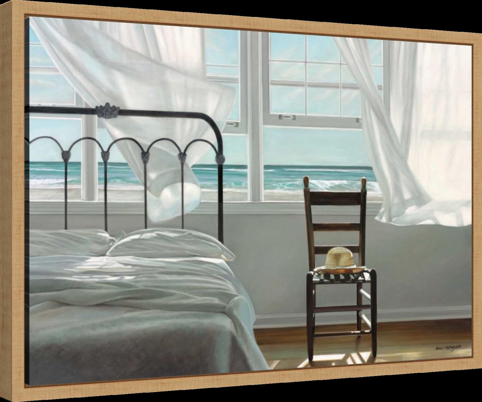 Amanti Art Framed Canvas Wall Art 16x23 - Karen Hollingsworth 'The Dream of Water' Beach Painting, Modern Coastal Decor for Living Room, Bedroom & Bathroom | Ready-to-Hang Framed Canvas Artwork for Home & Office Decoration