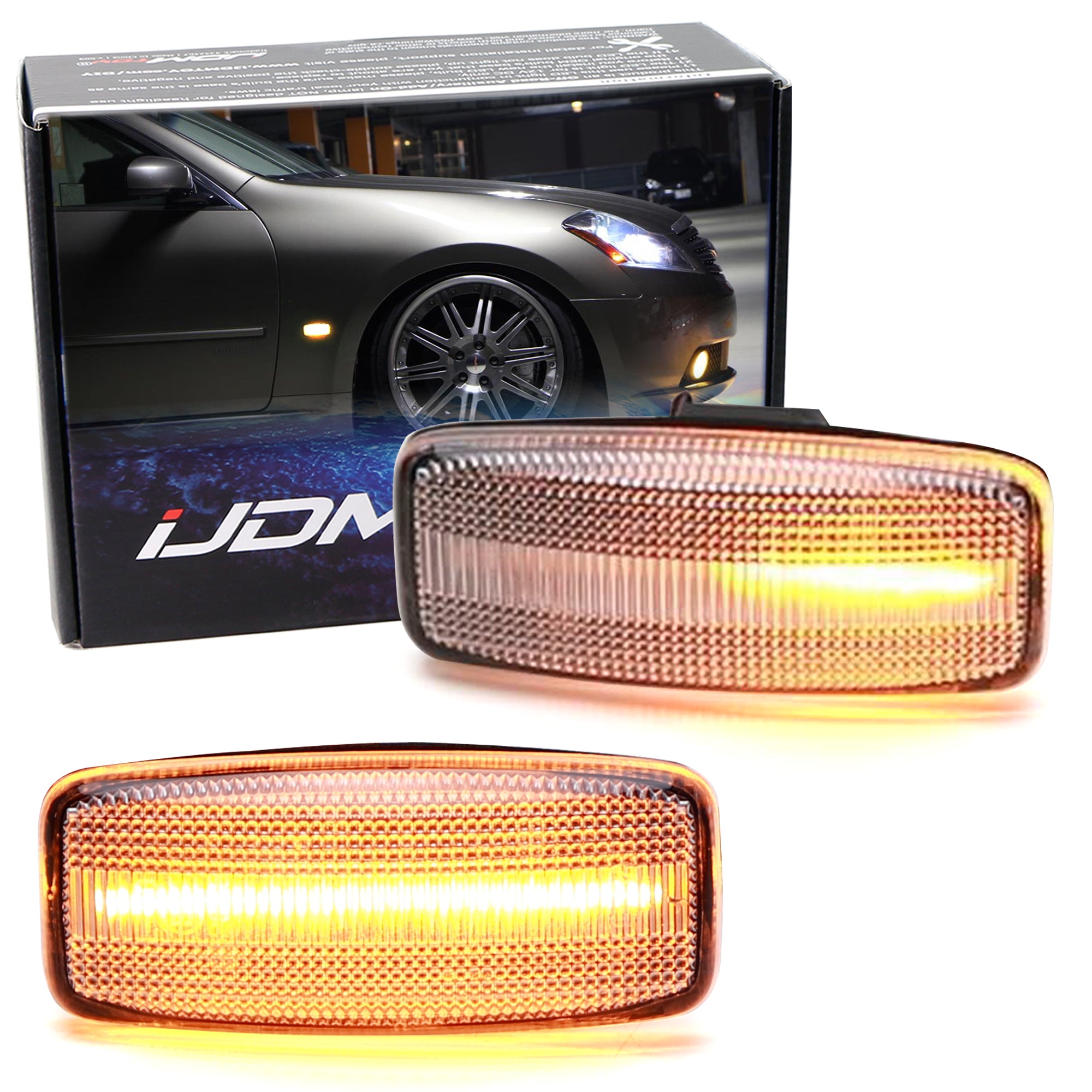 Amber Sequential LED Turn Signal Lights for Infiniti M35 M45 - Clear Lens Fender Marker Lights - Upgrade Your Car's Style & Safety (Perfect for Night Driving & Custom Car Mods)