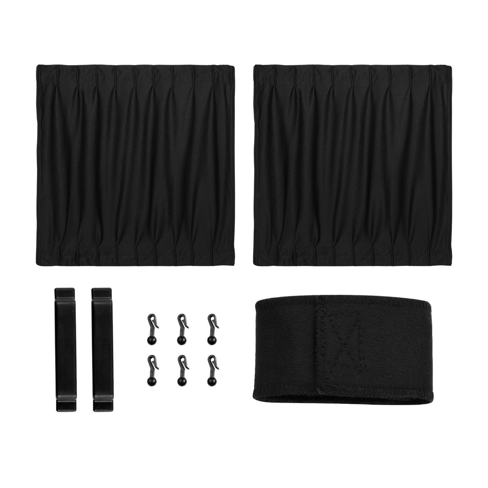 BESPORTBLE Black Car Window Curtains - 2 Pack Slidable Auto Shade Curtains for Vehicle Sun Protection | UV Blocking, Privacy & Heat Reduction | Perfect for Sedans, SUVs & Trucks