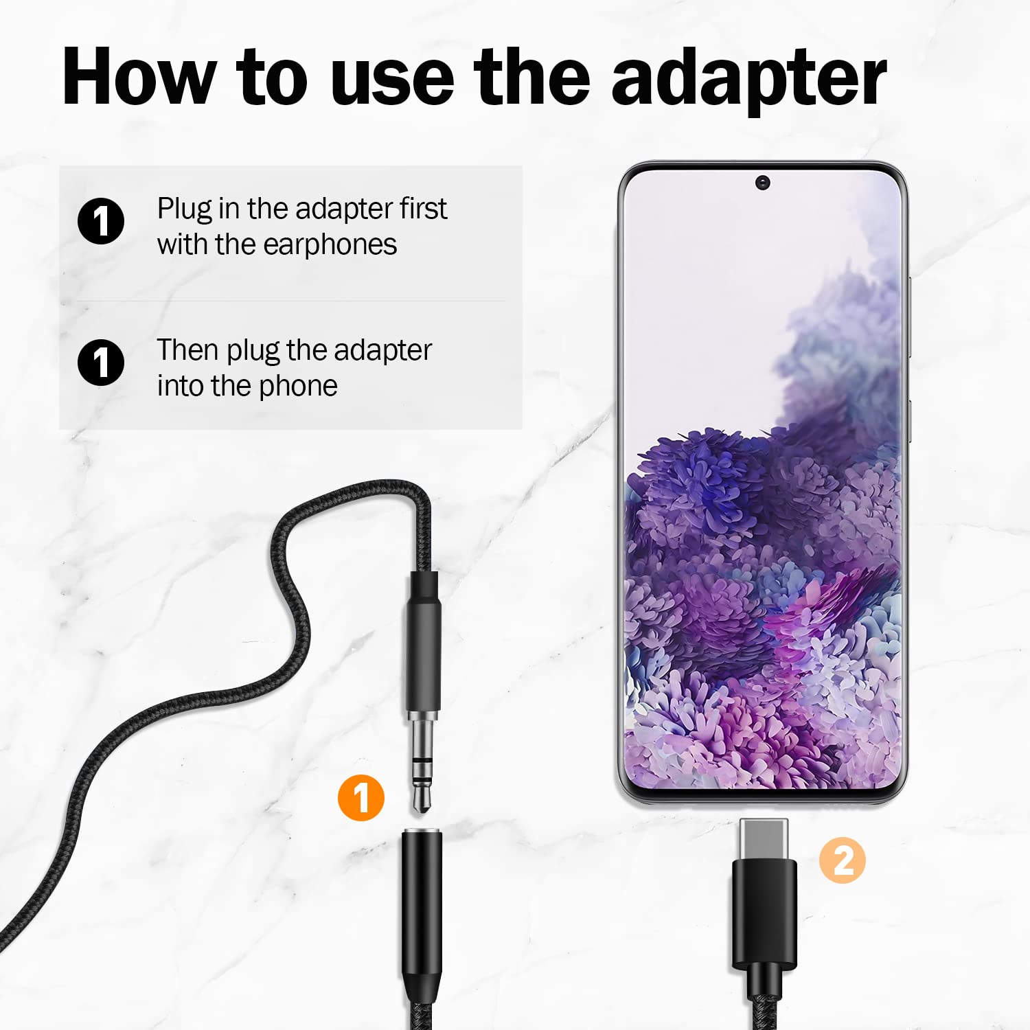 USB C to 3.5mm Headphone Adapter - Compatible with Samsung Galaxy S22/S21/S20/Note 20/Z Flip 3/Z Fold, iPad Mini/Air/Pro, OnePlus 9/8T, Google Pixel 6/5 - High Quality Audio Stereo Aux Dongle for Music, Gaming & Conference Calls